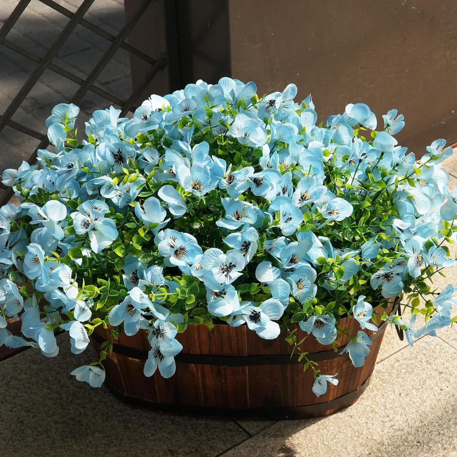 16 Bundles UV Resistant Artificial Pansies, Realistic Faux Flowers for Outdoor Window Box Decor - 1
