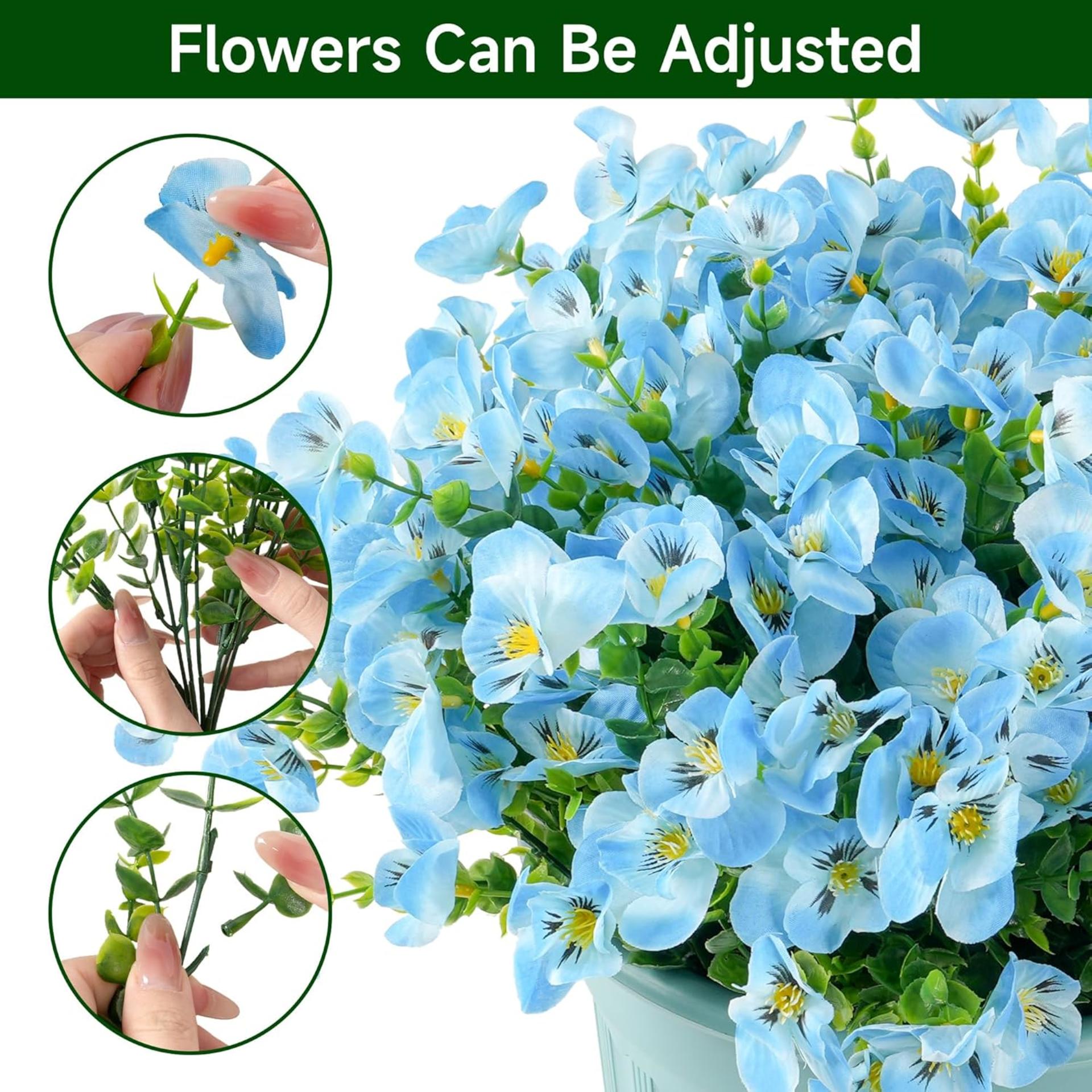 16 Bundles UV Resistant Artificial Pansies, Realistic Faux Flowers for Outdoor Window Box Decor - 2