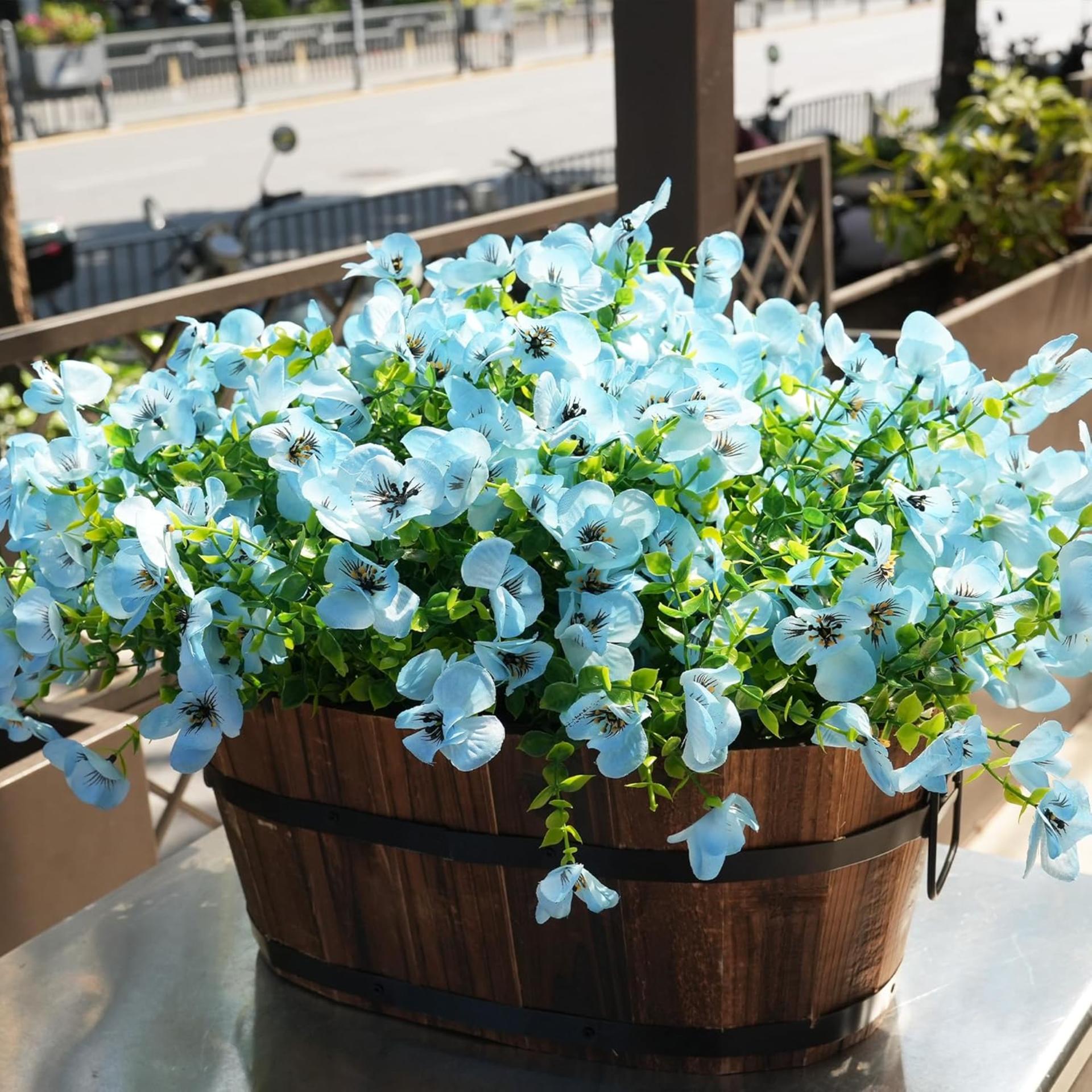 16 Bundles UV Resistant Artificial Pansies, Realistic Faux Flowers for Outdoor Window Box Decor - 6