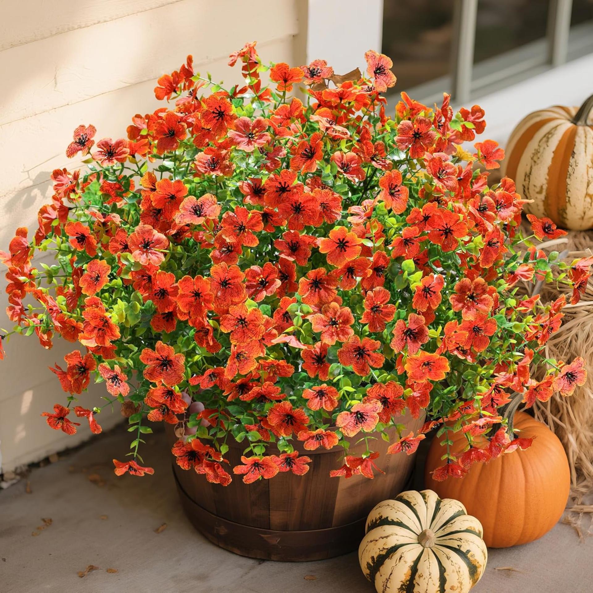 12 Bundles Artificial Fall Mums Flowers, UV Resistant Faux Silk Daisy for Outdoor Porch Garden - 4