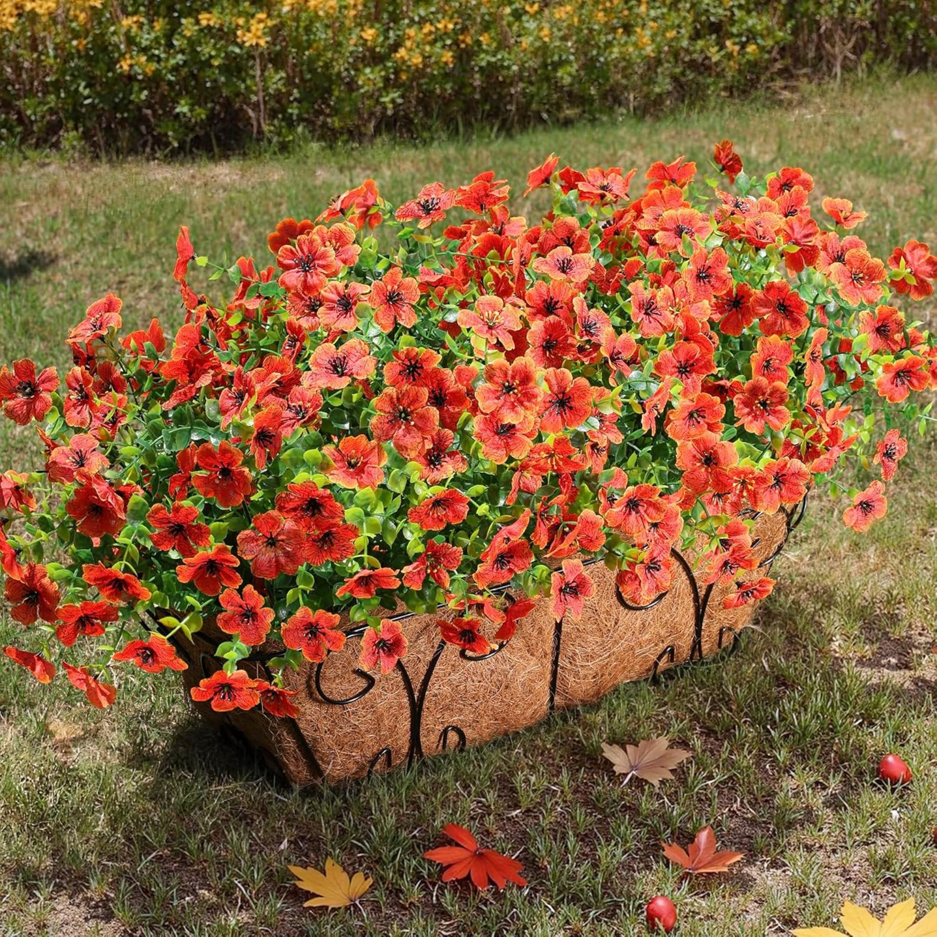 12 Bundles Artificial Fall Mums Flowers, UV Resistant Faux Silk Daisy for Outdoor Porch Garden - 7