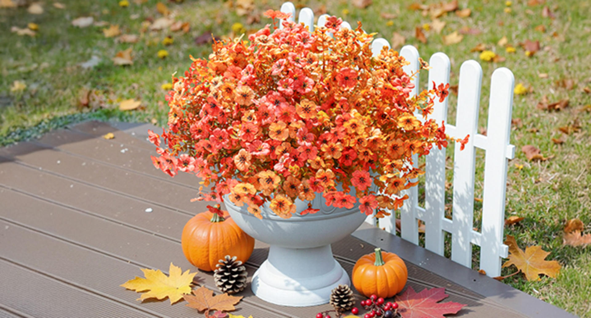 12 Bundles Artificial Fall Mums Flowers, UV Resistant Faux Silk Daisy for Outdoor Porch Garden detail 8