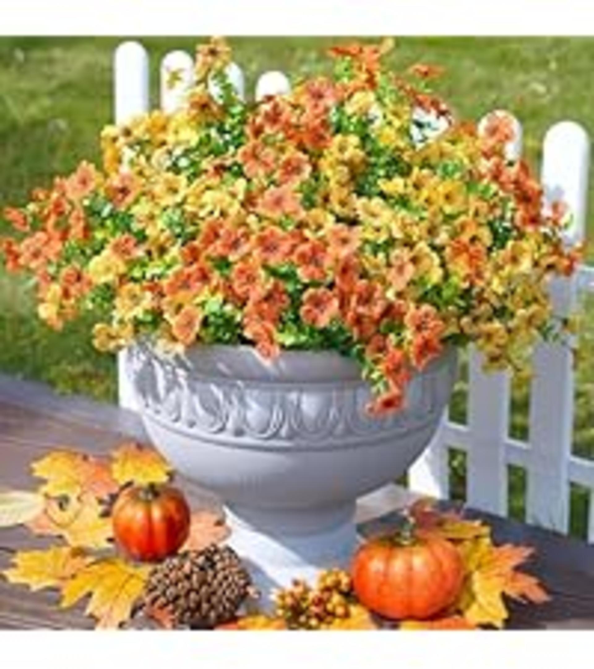 12 Bundles Artificial Fall Mums Flowers, UV Resistant Faux Silk Daisy for Outdoor Porch Garden detail 14