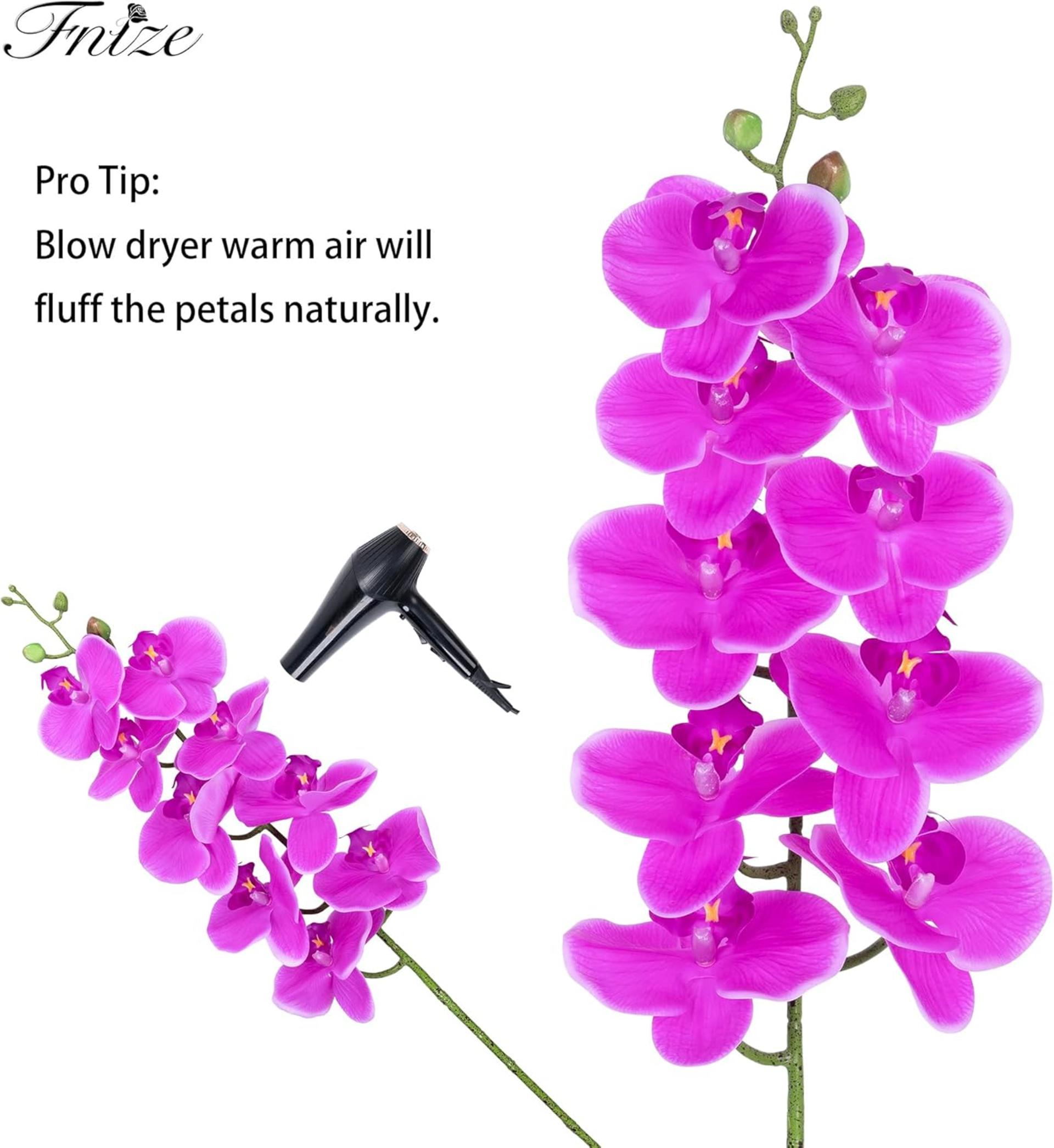 Real Touch Artificial Orchid Stems 38" Large Latex Phalaenopsis Branches, 2pcs - 3