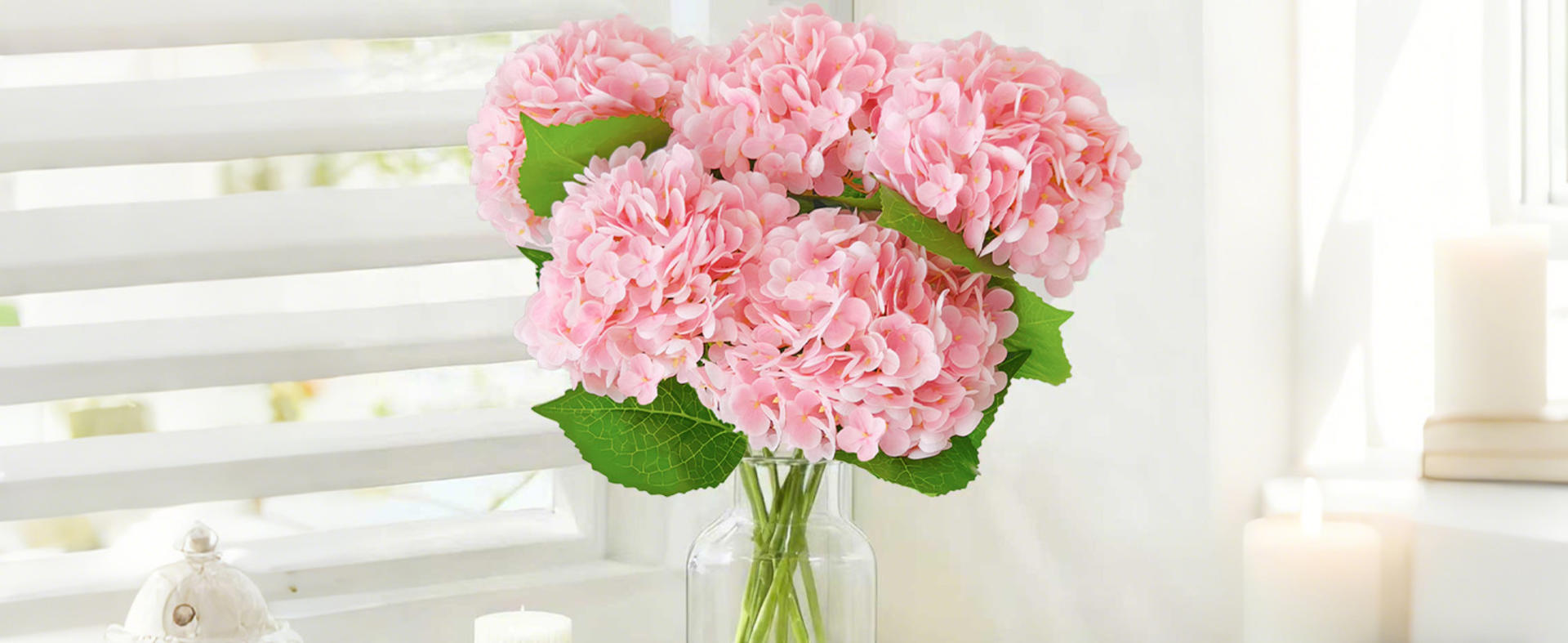Real Touch Blue Hydrangea Artificial Flowers with Stems, 3 Pcs UV-Resistant Fake Silk Flowers detail 4