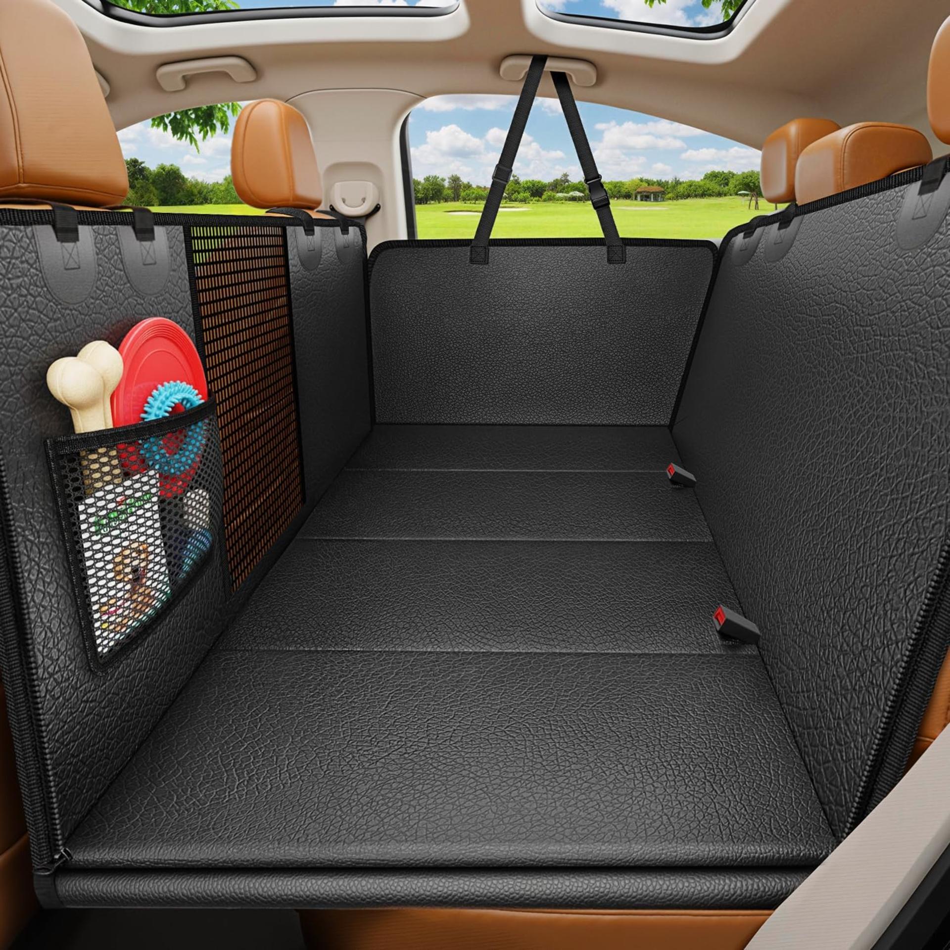 Hard Bottom Dog Car Seat Cover, 100% Waterproof Back Seat Extender Hammock for SUVs and Trucks