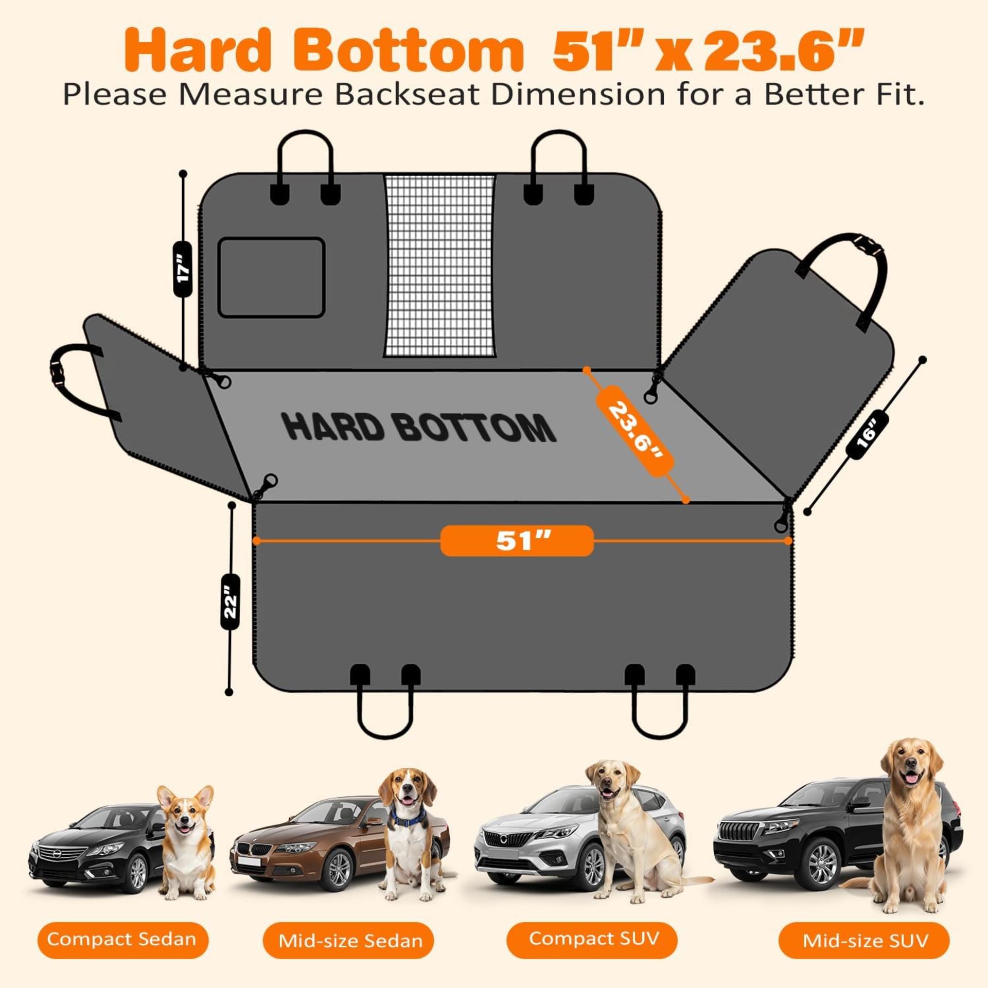 Hard Bottom Dog Car Seat Cover, 100% Waterproof Back Seat Extender Hammock for SUVs and Trucks - 5