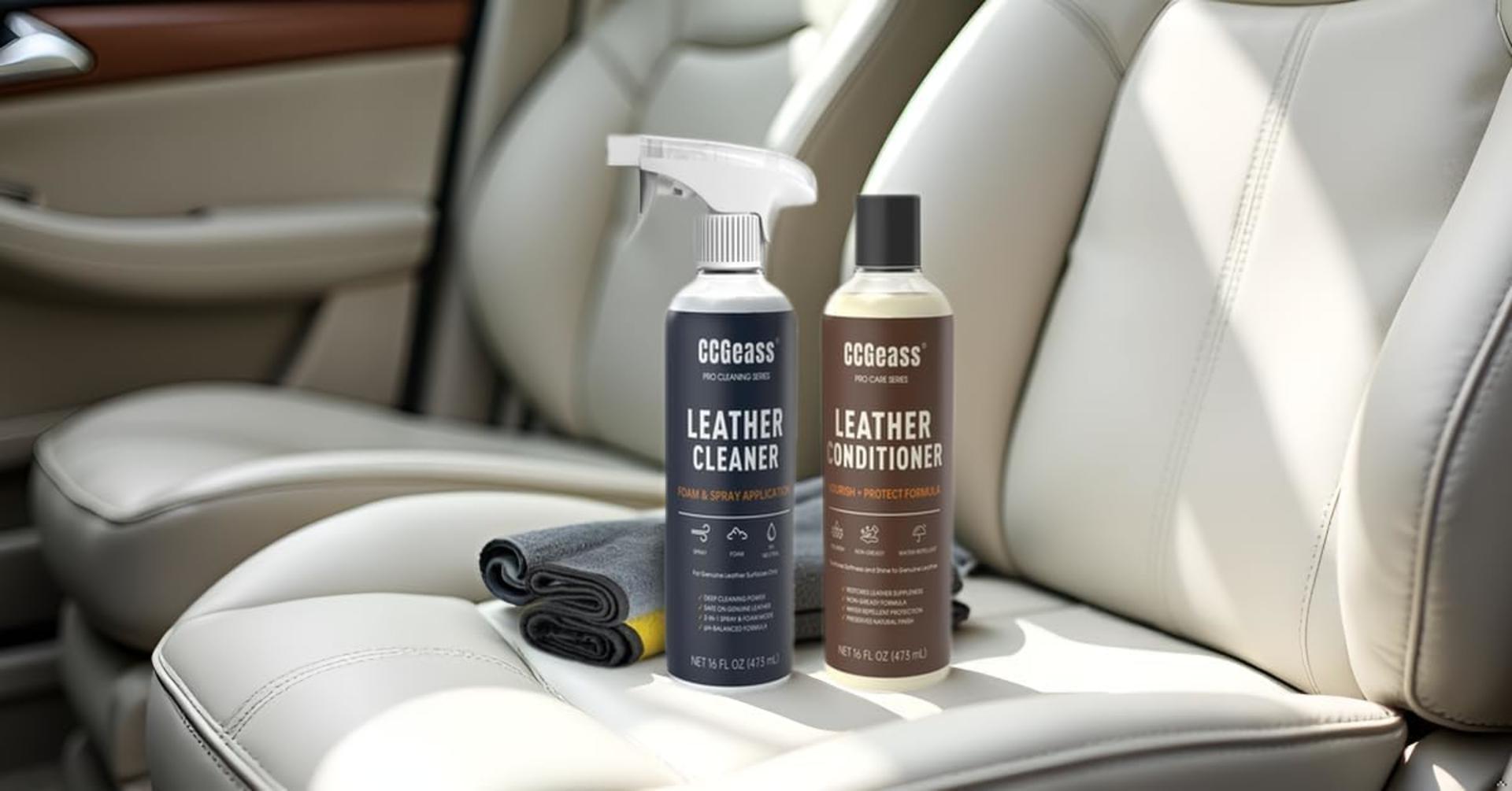 Leather Cleaner and Conditioner Kit - 2x16oz pH-Balanced Formula for Car Seats, Furniture, and Shoes - 7