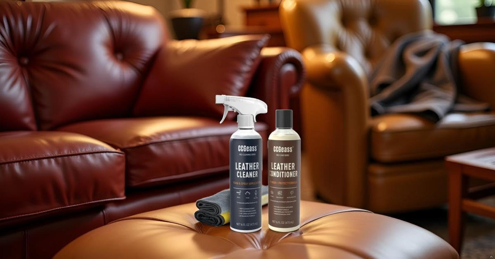 Leather Cleaner and Conditioner Kit - 2x16oz pH-Balanced Formula for Car Seats, Furniture, and Shoes - 8
