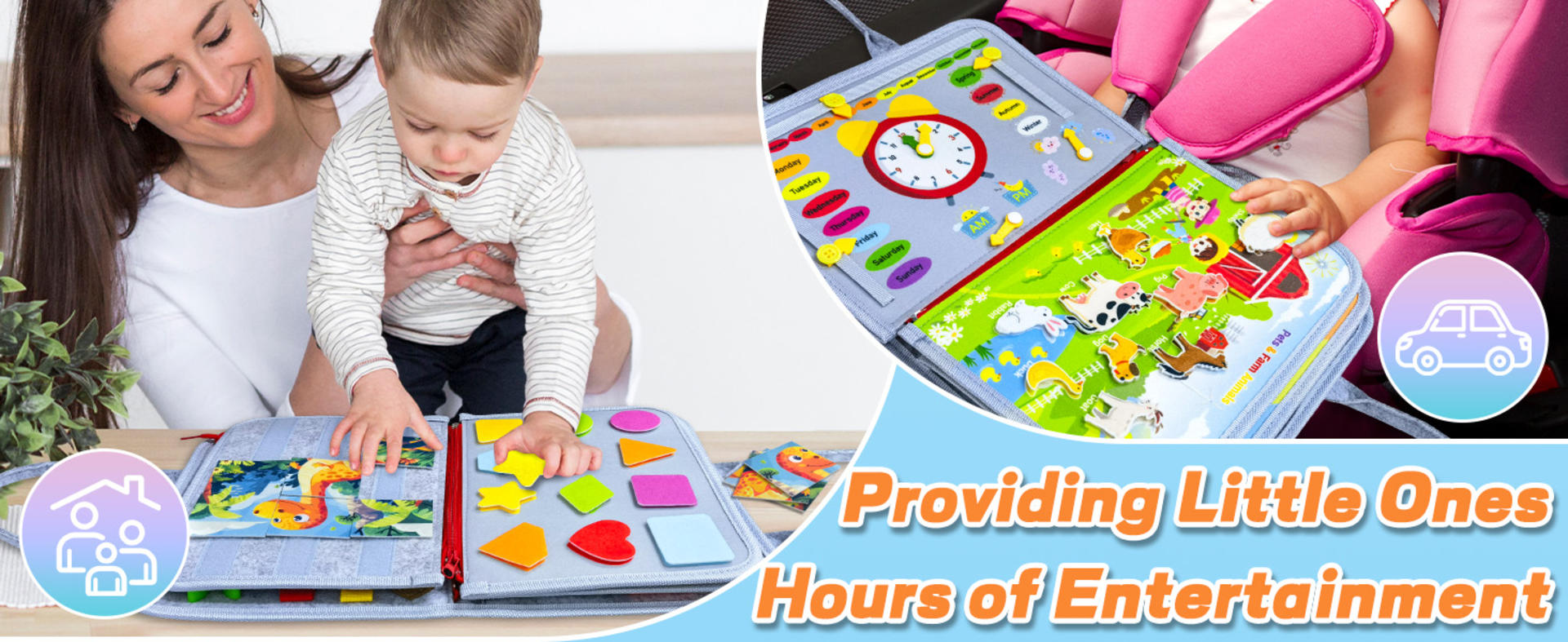 8-Page Montessori Busy Board for Toddlers - Sensory Learning Toy & Travel Activity Book detail 3
