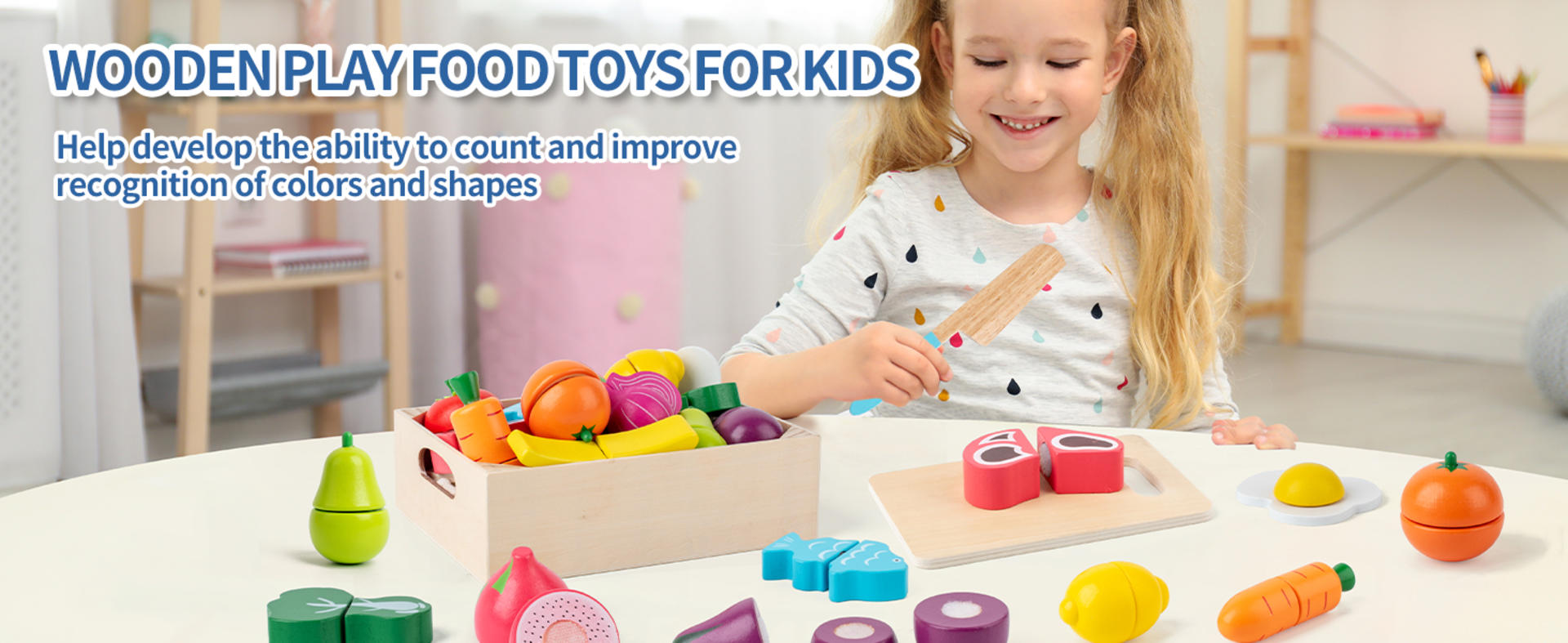 32 Pcs Wooden Play Food Set for Kids, Montessori Cutting Fruit and Vegetable Toys detail 4
