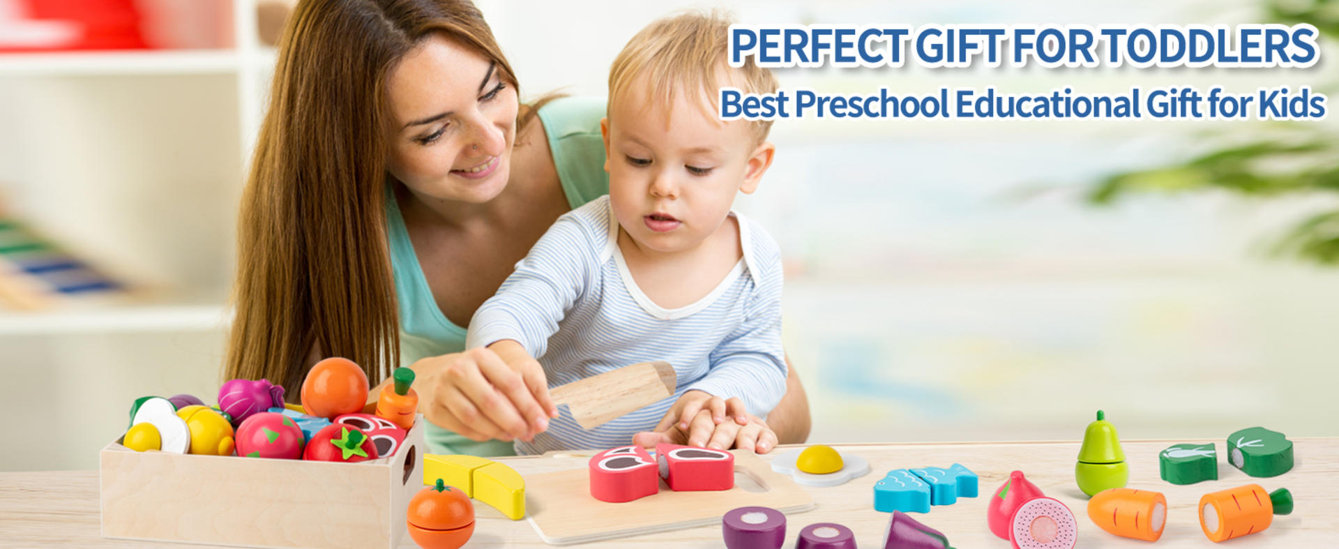32 Pcs Wooden Play Food Set for Kids, Montessori Cutting Fruit and Vegetable Toys detail 6