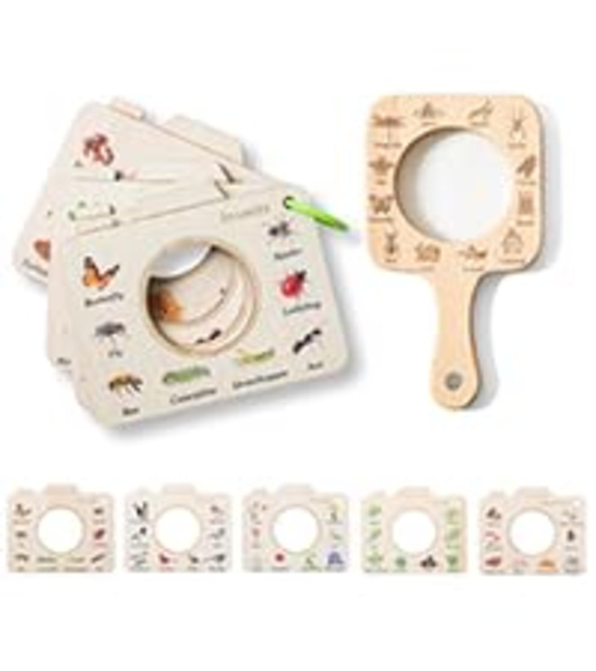Wooden Bug Catcher Kit for Kids, 10PCS Outdoor Explorer Set with Magnifying Glass & Net detail 11