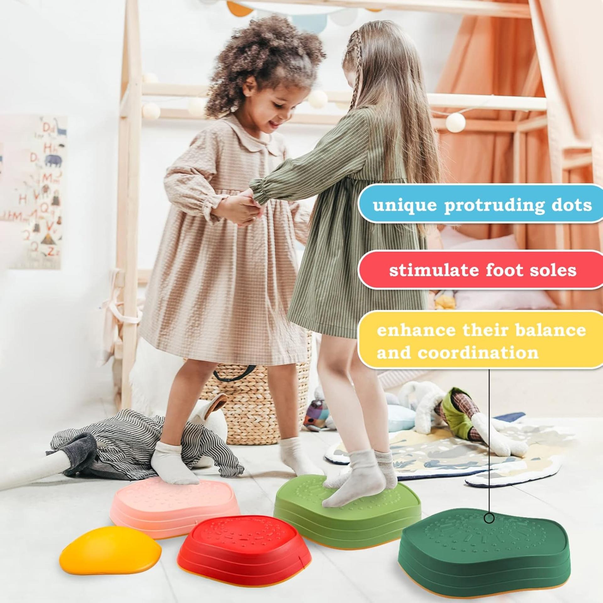 Balance Stepping Stones for Kids, Non-Slip Toddlers Sensory Toys for Indoor and Outdoor Play - 4