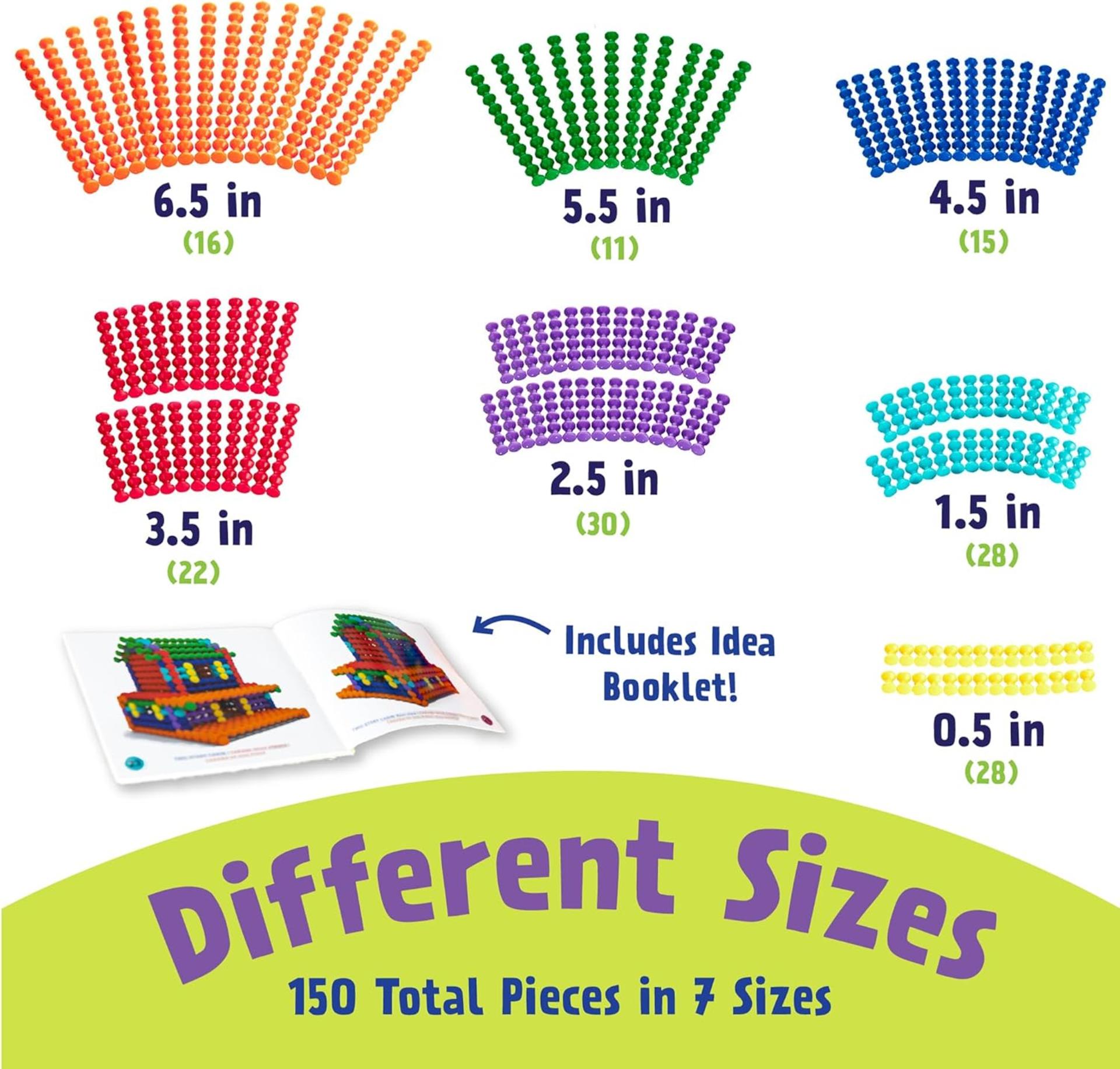 150 Piece Building Sticks Construction Toy Set for STEM Learning and Classroom Use, Ages 4+ - 5