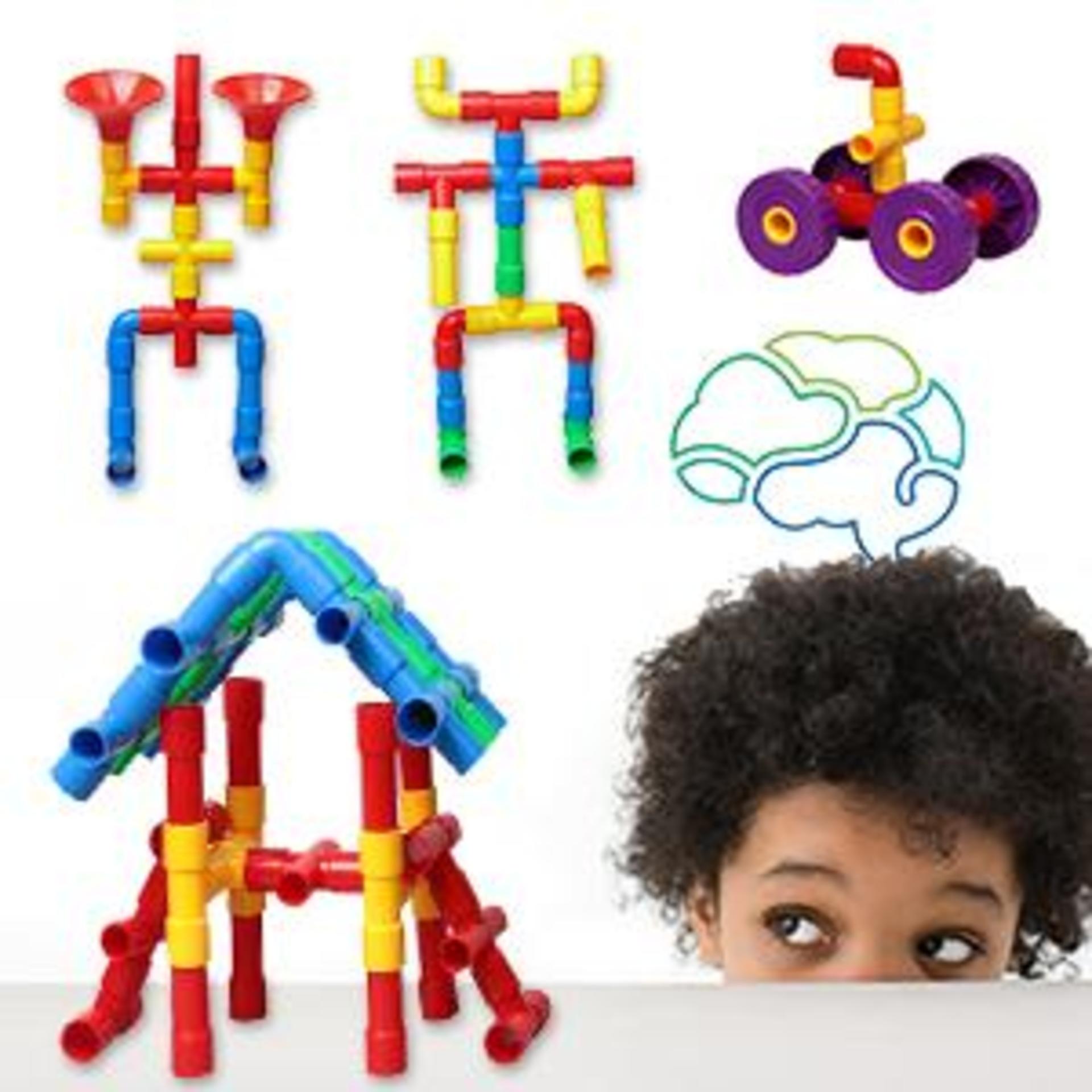 STEM Learning Toy Tubular Pipes & Spouts 64 Piece Building Set for Kids Ages 3+ detail 2