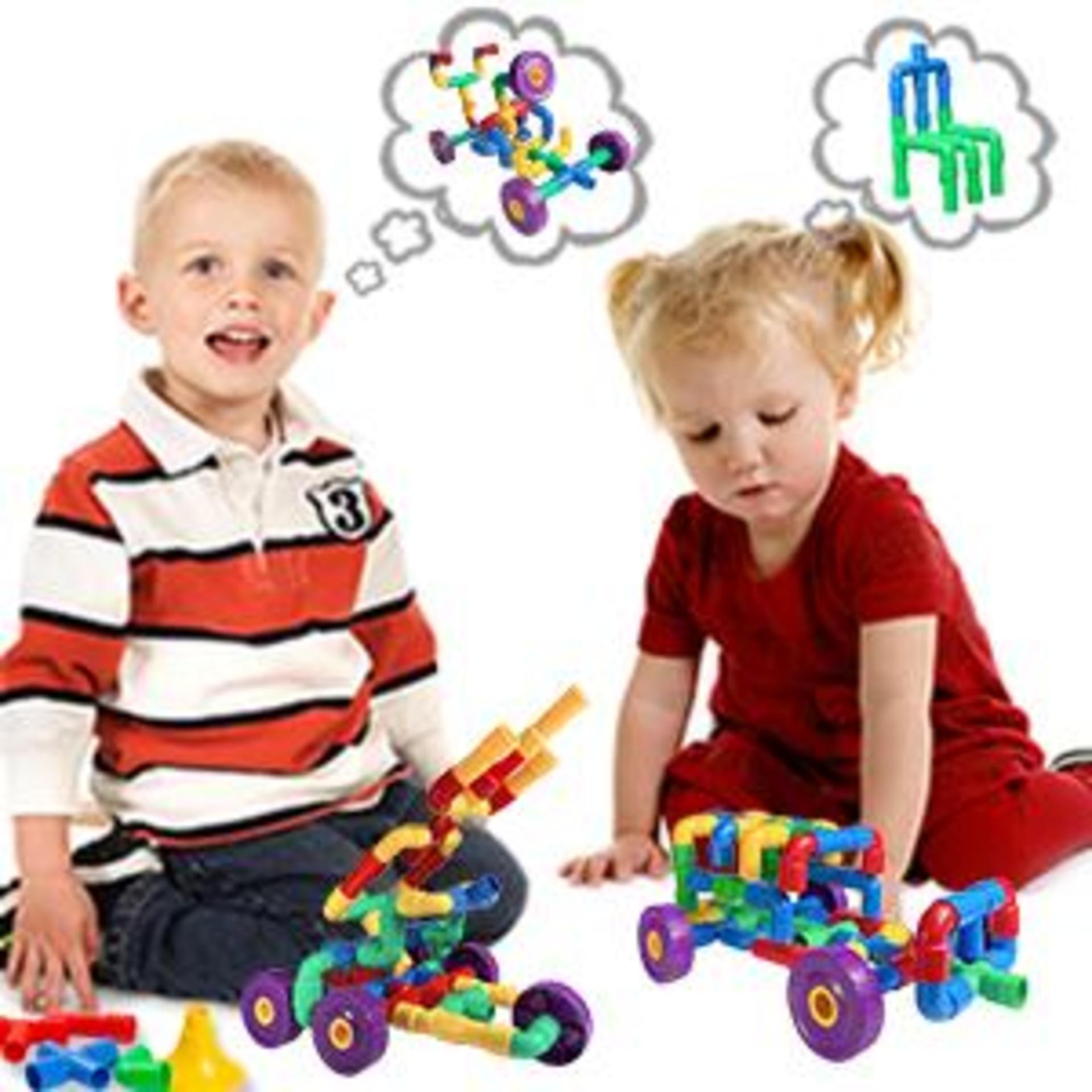 STEM Learning Toy Tubular Pipes & Spouts 64 Piece Building Set for Kids Ages 3+ detail 4