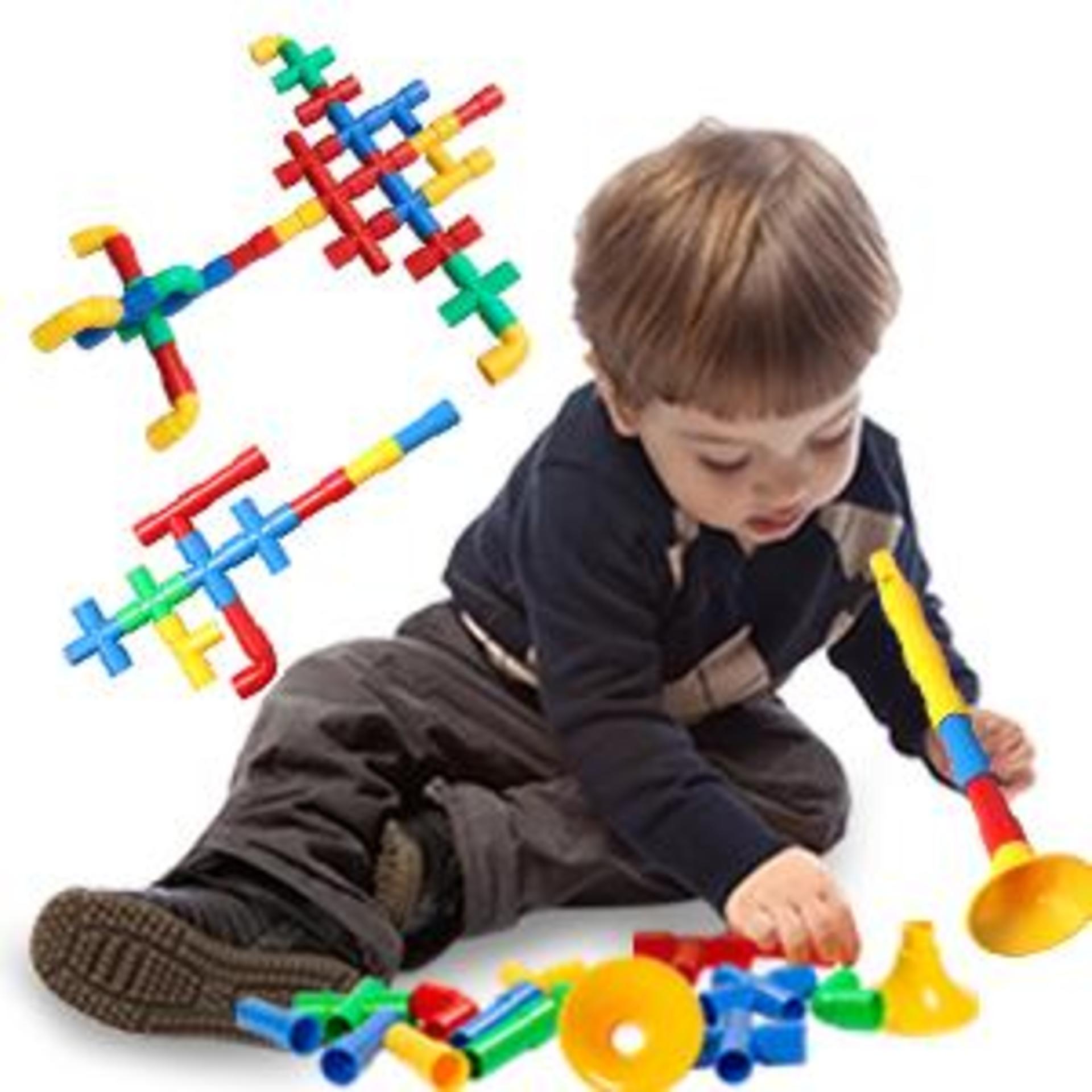 STEM Learning Toy Tubular Pipes & Spouts 64 Piece Building Set for Kids Ages 3+ detail 6