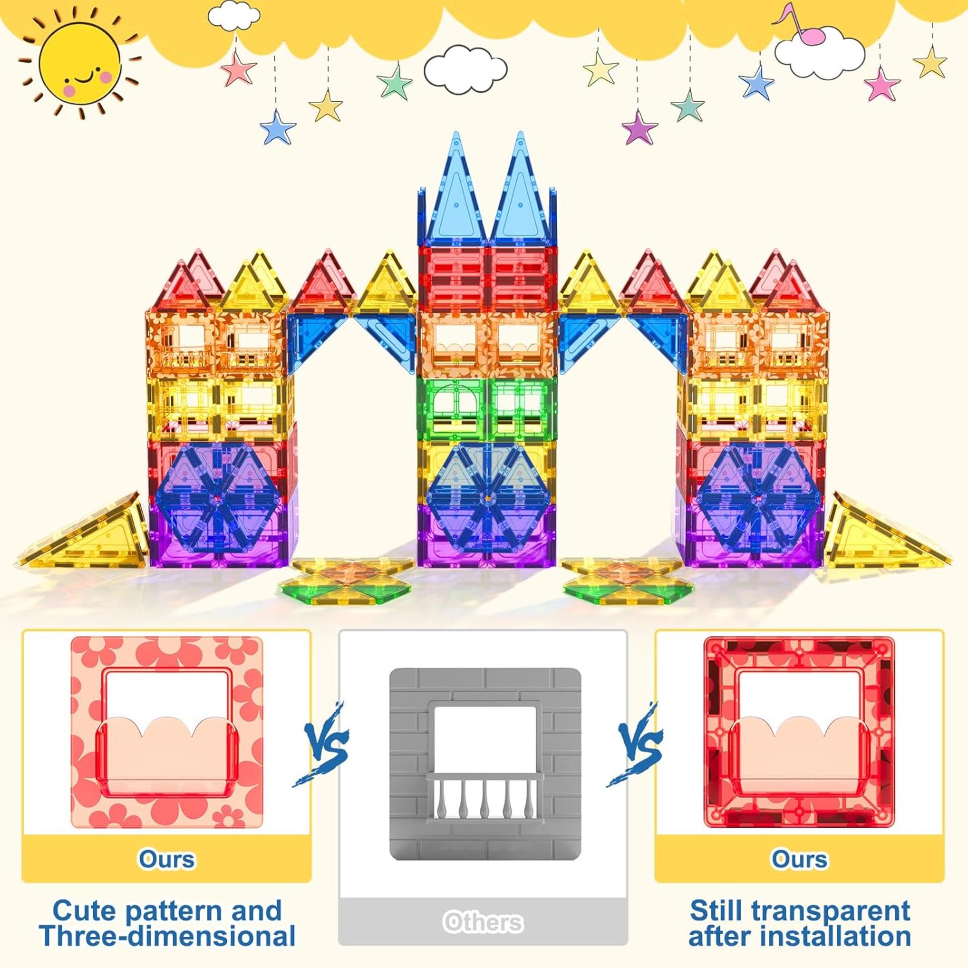 60 PCS Magnetic Building Tiles STEM Blocks Sensory Toys for Kids Aged 3+ - 3