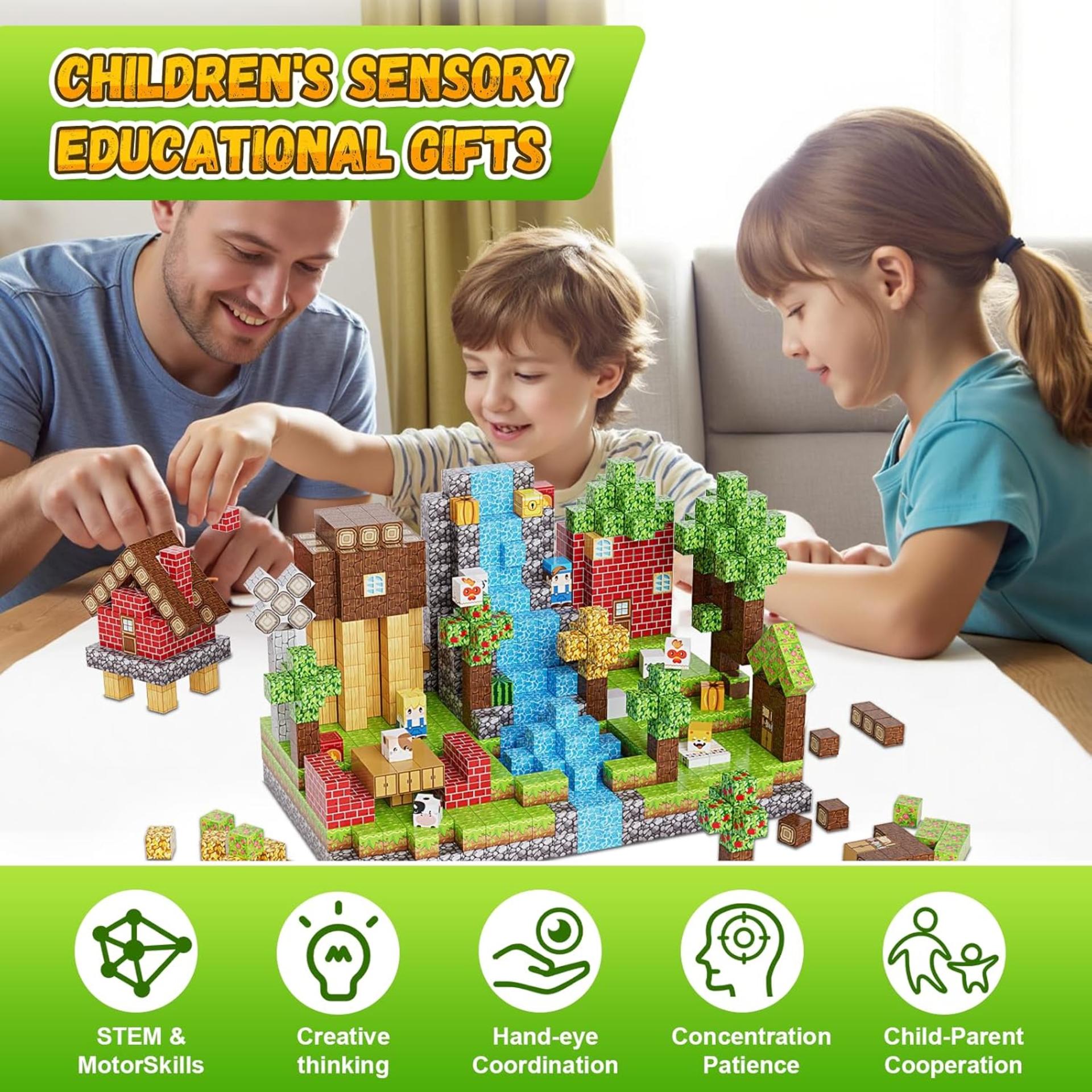 200PCS Magnetic Building Blocks Set, STEM Tiles Cubes for Kids Age 3-10 - 2