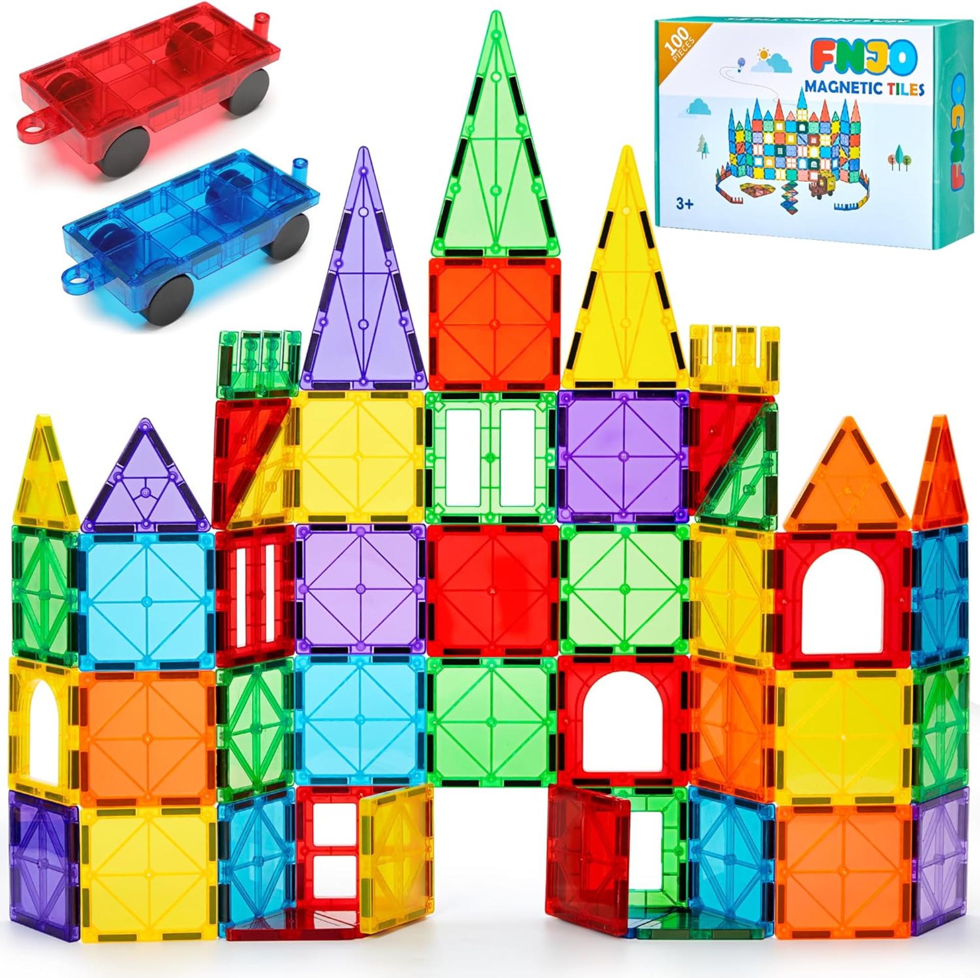 100PCS Magnetic Tiles Building Blocks Set, STEM Educational Construction Toys for Kids