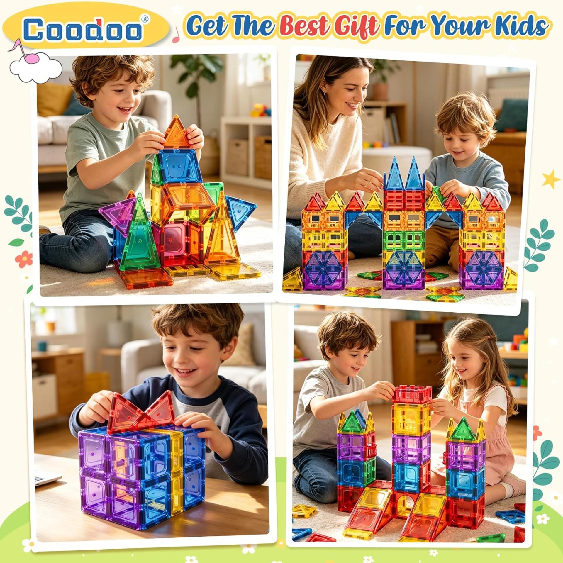 60 PCS Magnetic Building Tiles STEM Blocks Sensory Toys for Kids Aged 3+ - 4