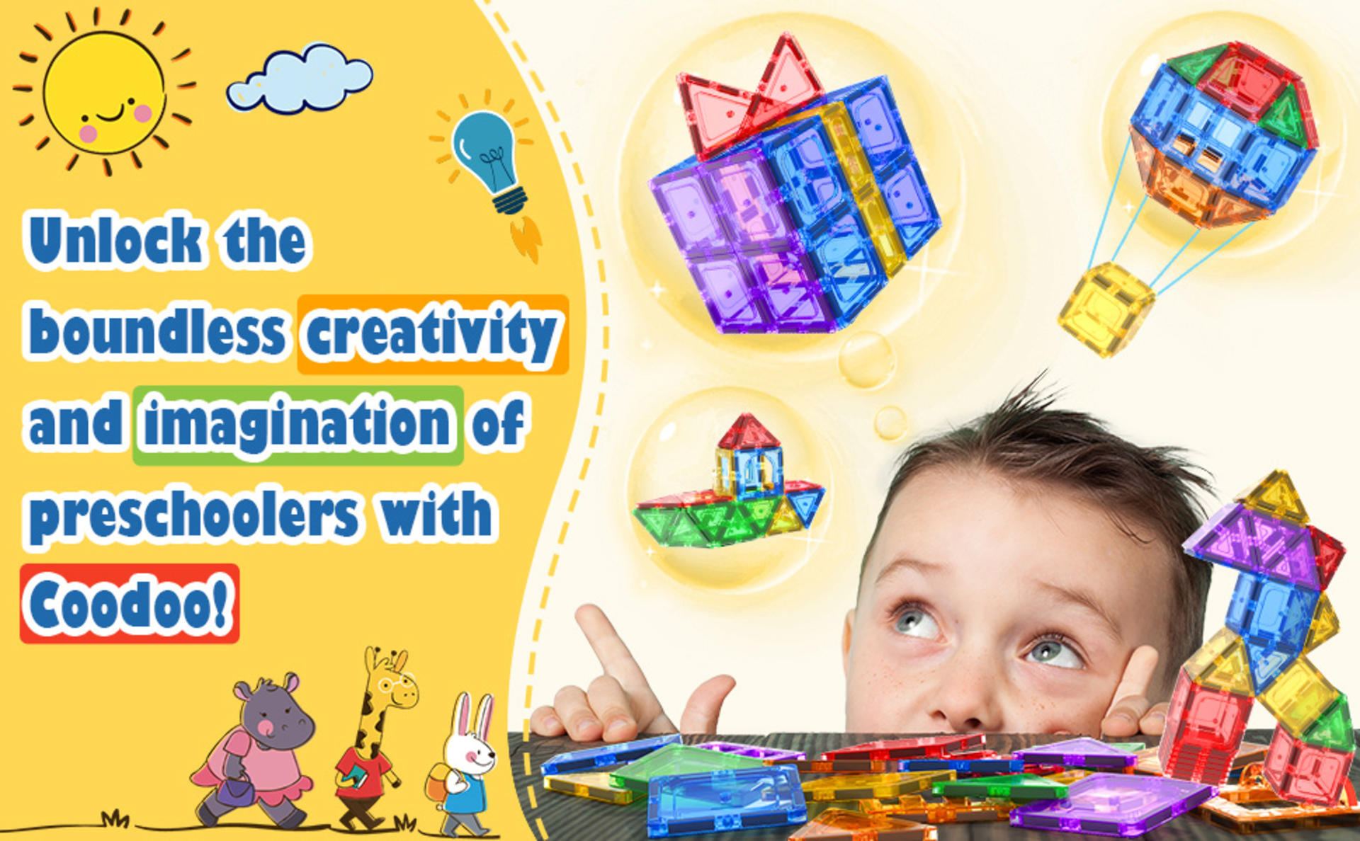 60 PCS Magnetic Building Tiles STEM Blocks Sensory Toys for Kids Aged 3+ detail 2