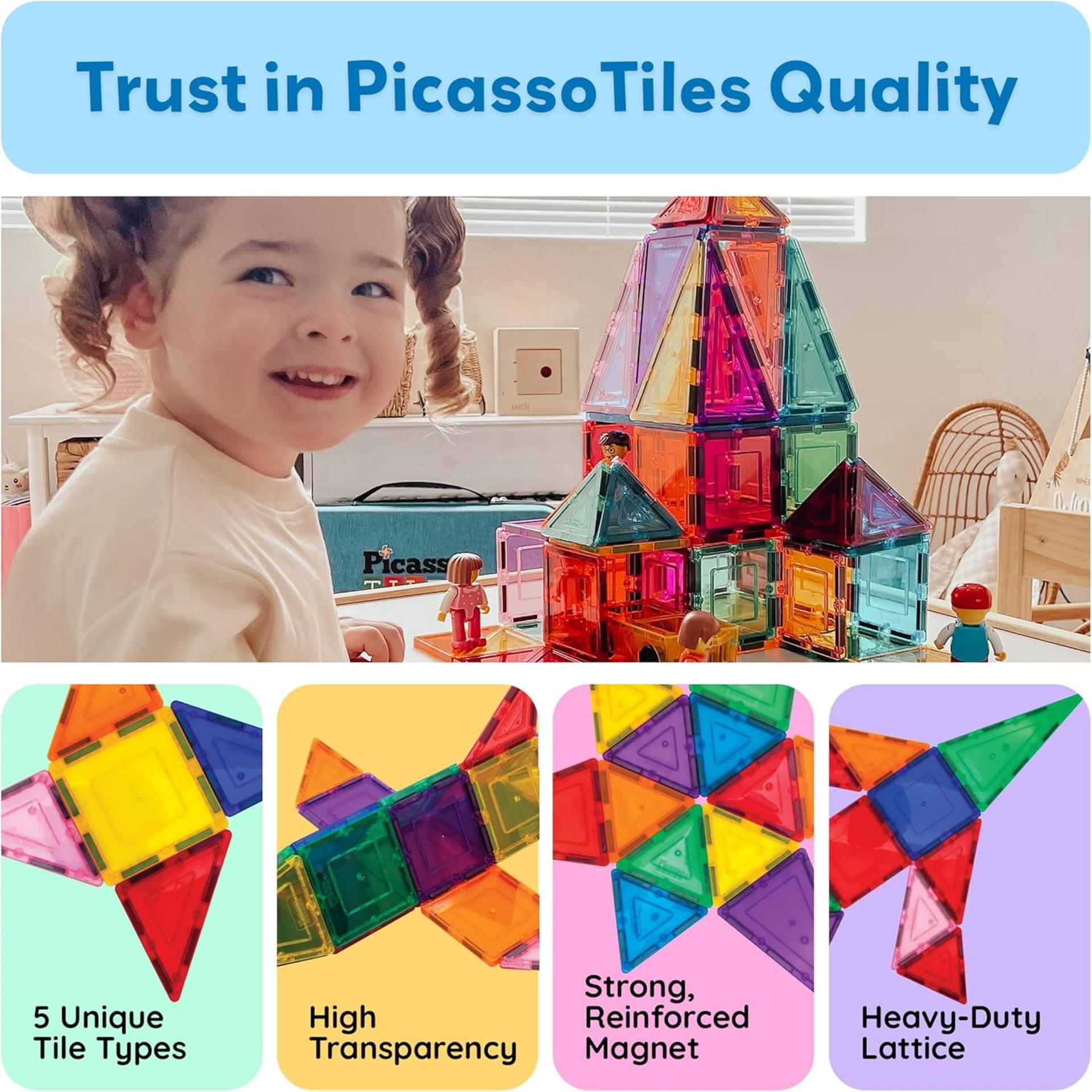 60 Piece Clear Magnetic 3D Building Tiles Set - Educational STEM Construction Playboards for Kids - 7
