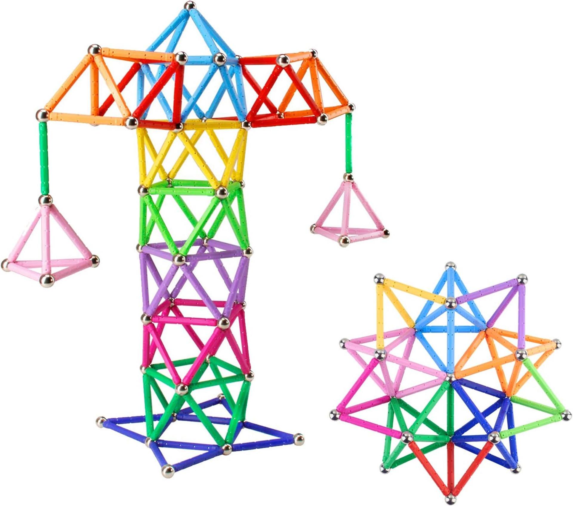 160pcs Magnetic Building Blocks Set, 2.3" Sticks and Non-Magnetic Balls 3D STEM Toy - 6