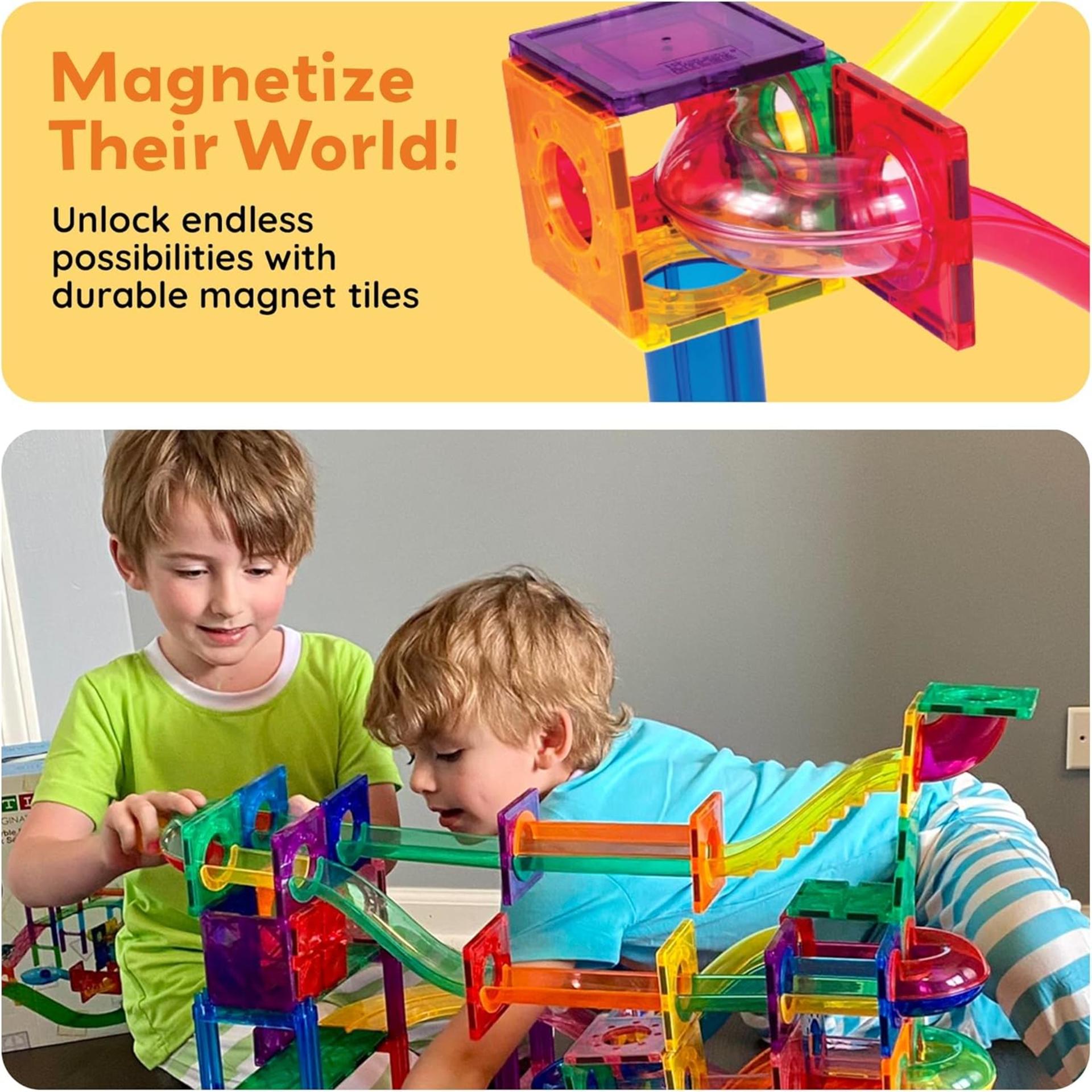 50pcs Magnetic Tiles Marble Run for Kids - STEM Educational Race Track Toy Set for Toddlers 3+ - 4