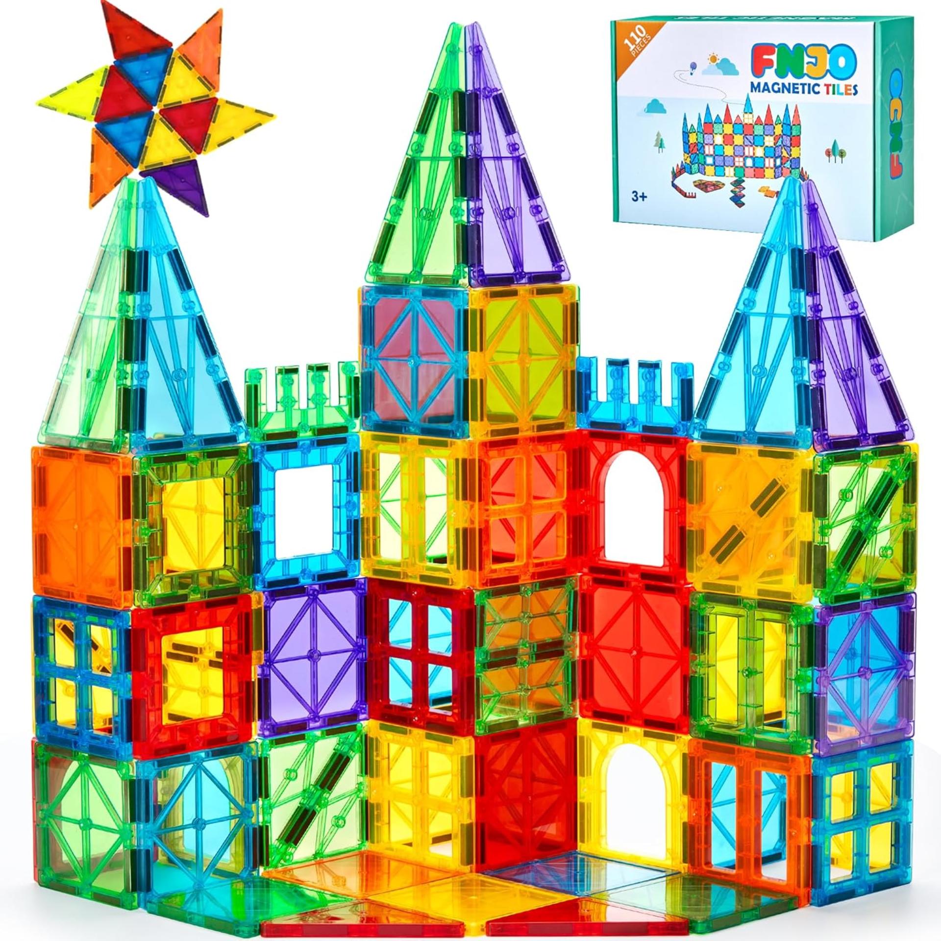 110PCS Magnetic Tiles Building Set, STEM Learning Construction Blocks for Kids
