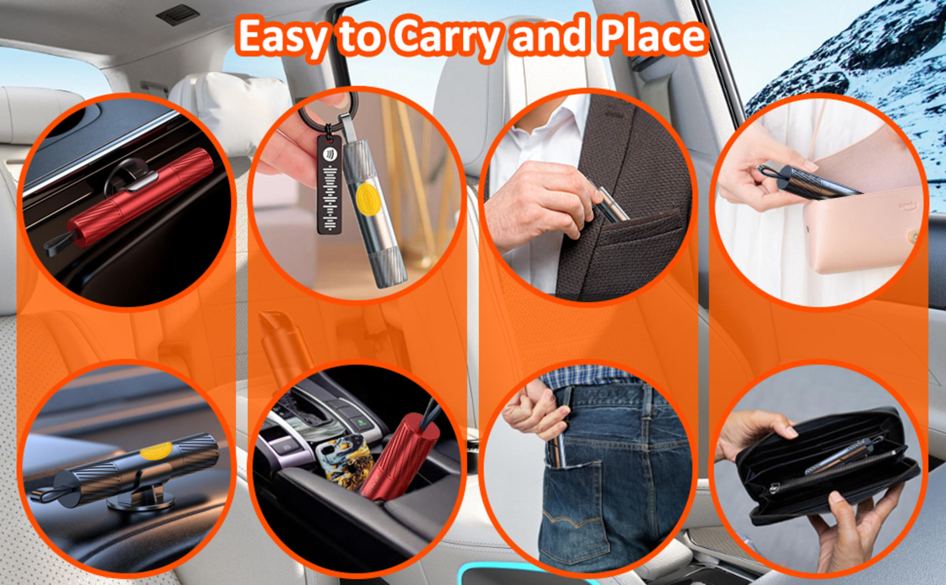 2-in-1 Car Safety Hammer Glass Breaker and Seatbelt Cutter with Anti-Slip Grip (2PCS) detail 9