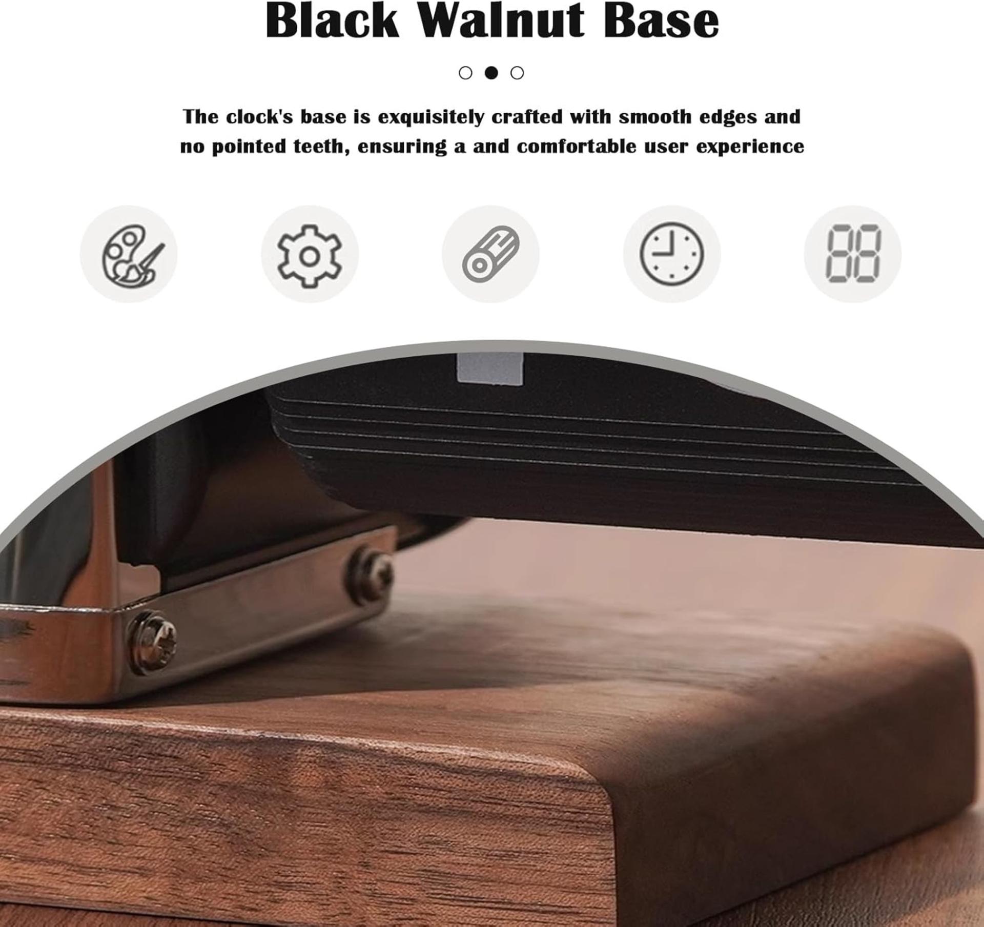 Retro Digital Flip Down Clock with Black Walnut Base, Mechanical Internal Gear Operated Desk Clock - 5
