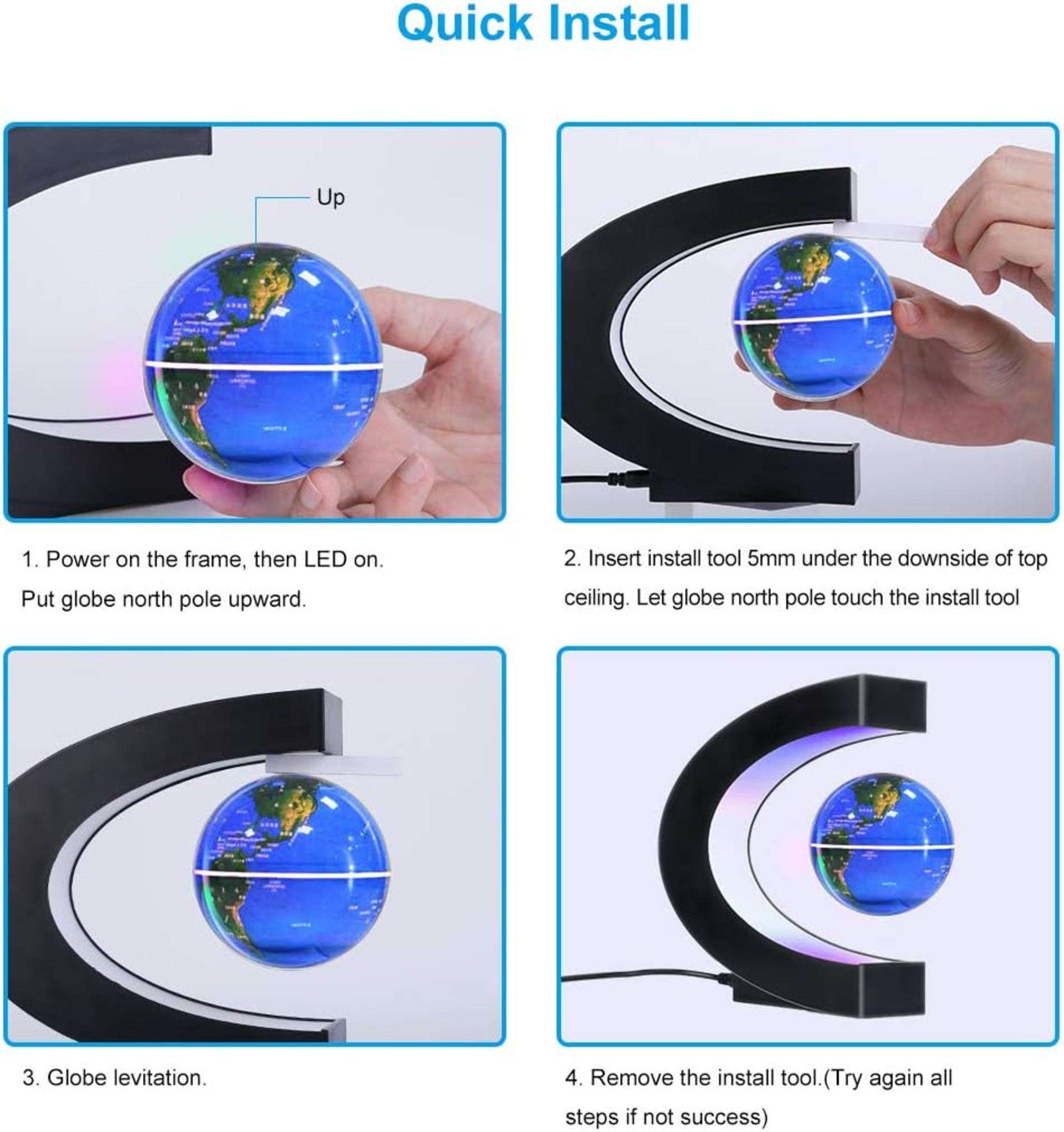 Magnetic Levitating Globe with LED Light - Floating World Map for Desk Decor and STEM Learning - 6