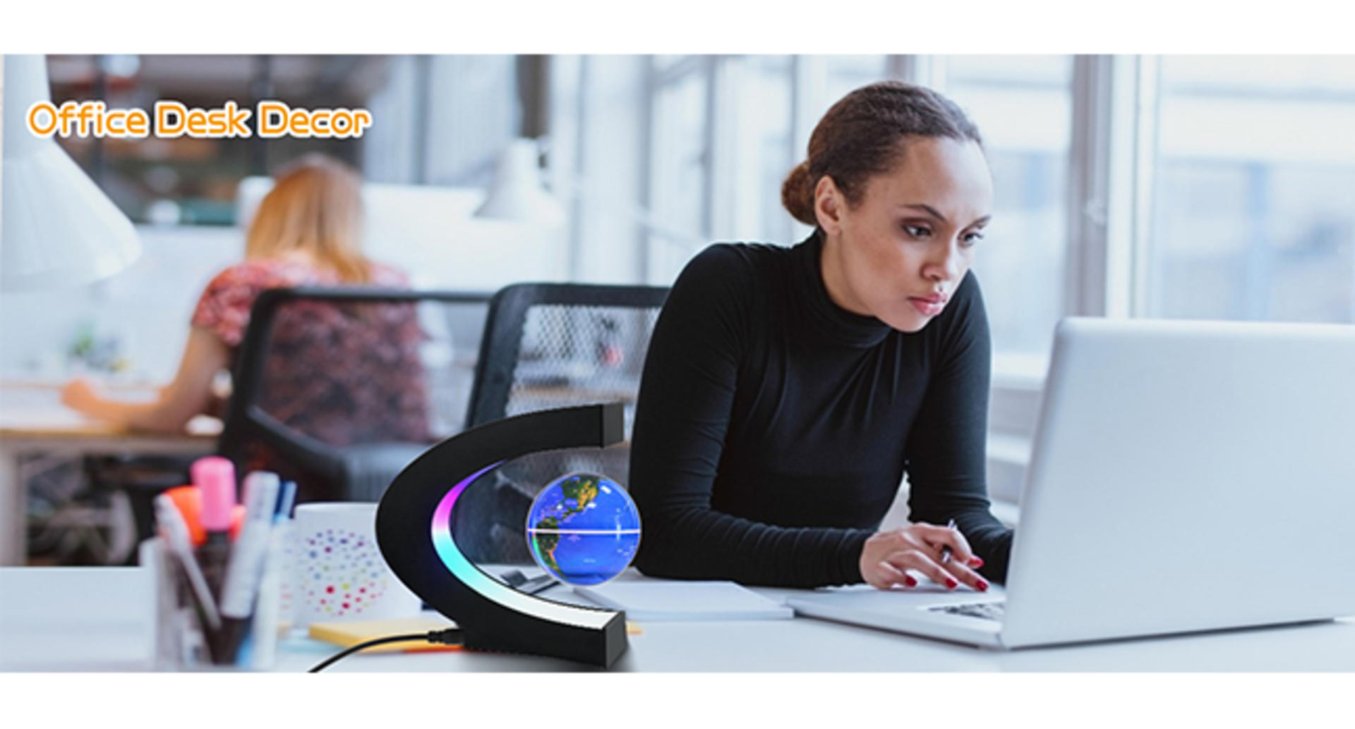 Magnetic Levitating Globe with LED Light - Floating World Map for Desk Decor and STEM Learning detail 2