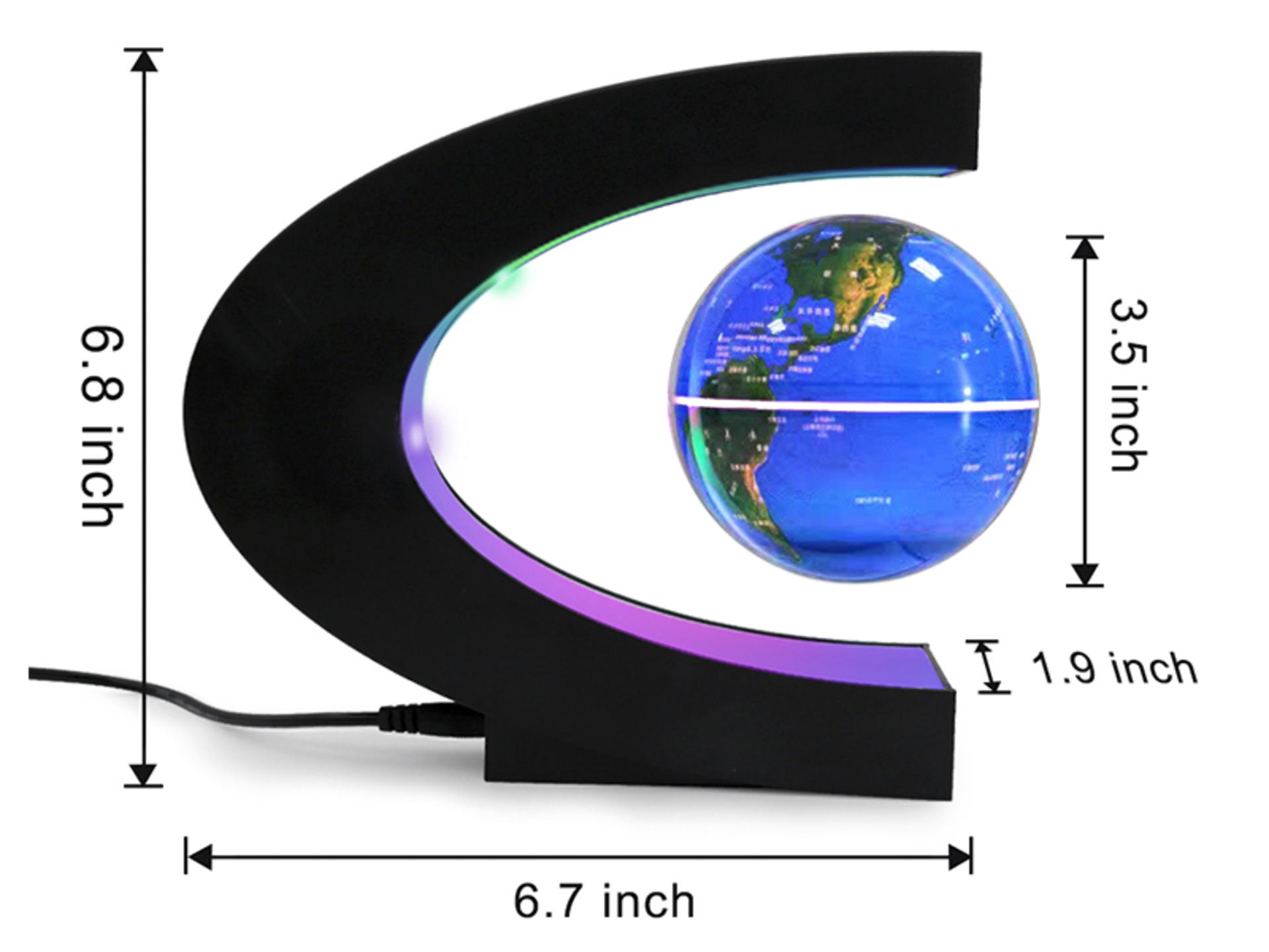 Magnetic Levitating Globe with LED Light - Floating World Map for Desk Decor and STEM Learning detail 6