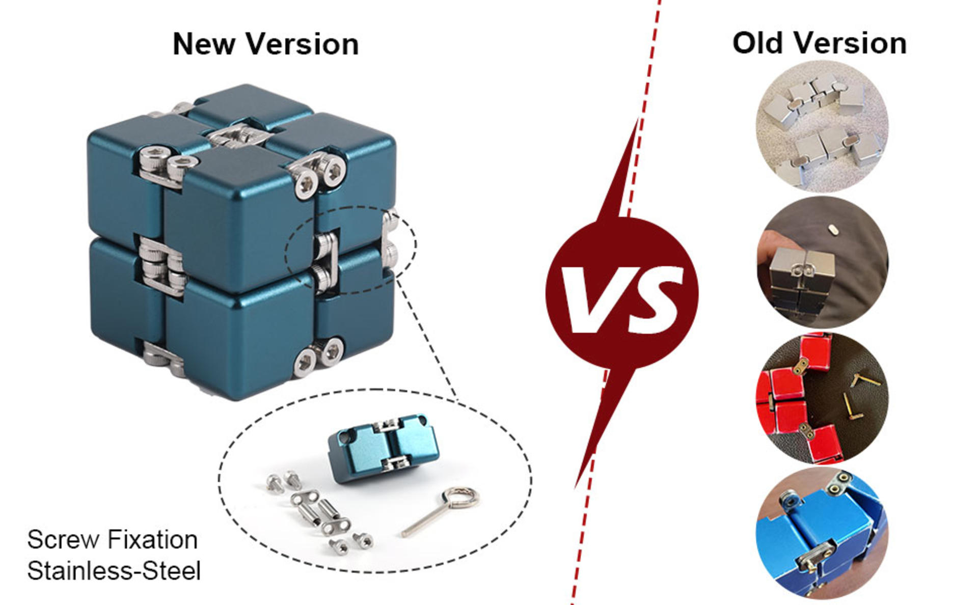 Aluminum Alloy Metal Infinity Cube Fidget Toy for Stress Relief and Focus detail 2
