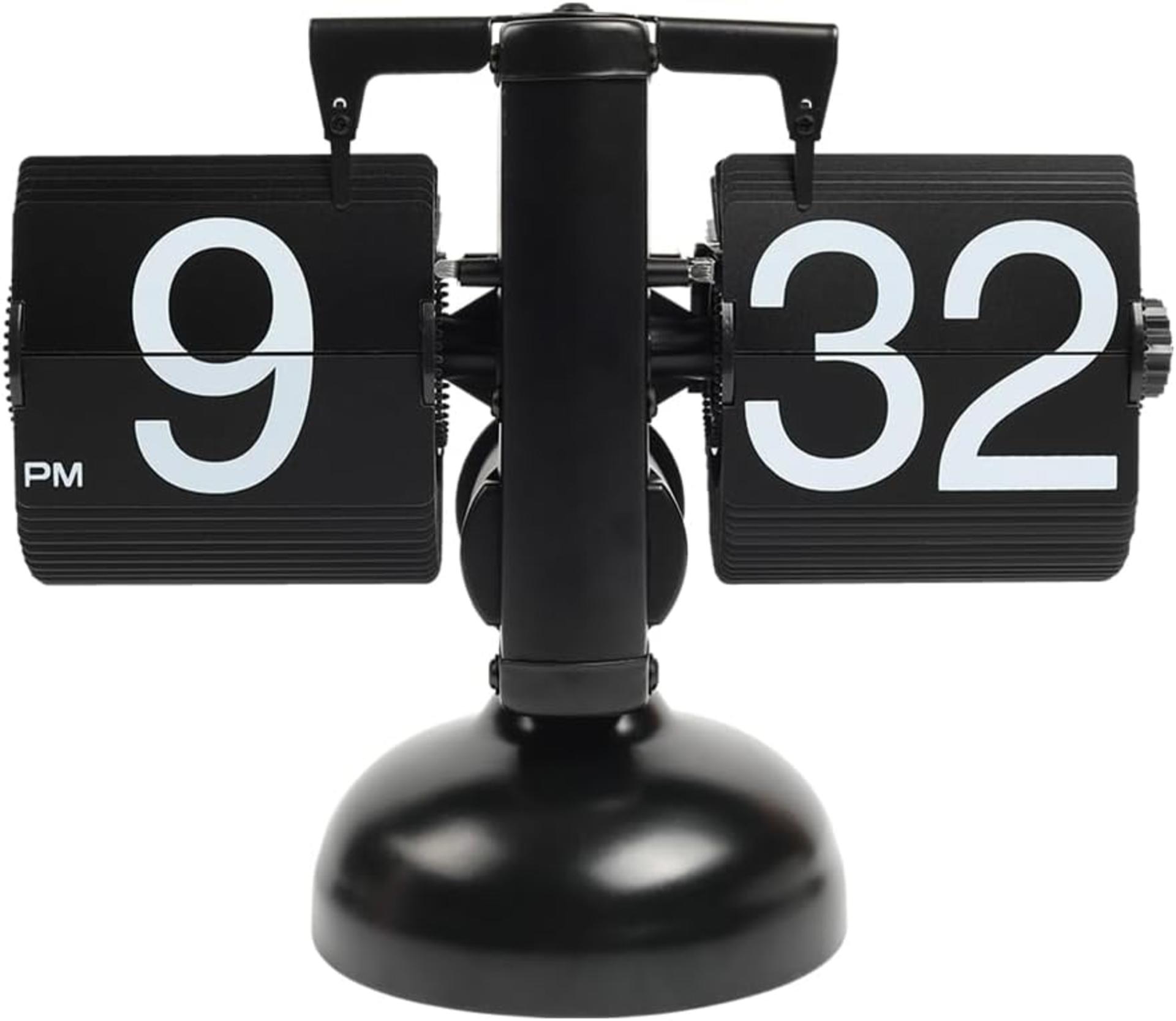 Retro Flip Desk Clock with Large AM/PM Display and Internal Gear Operation - 1