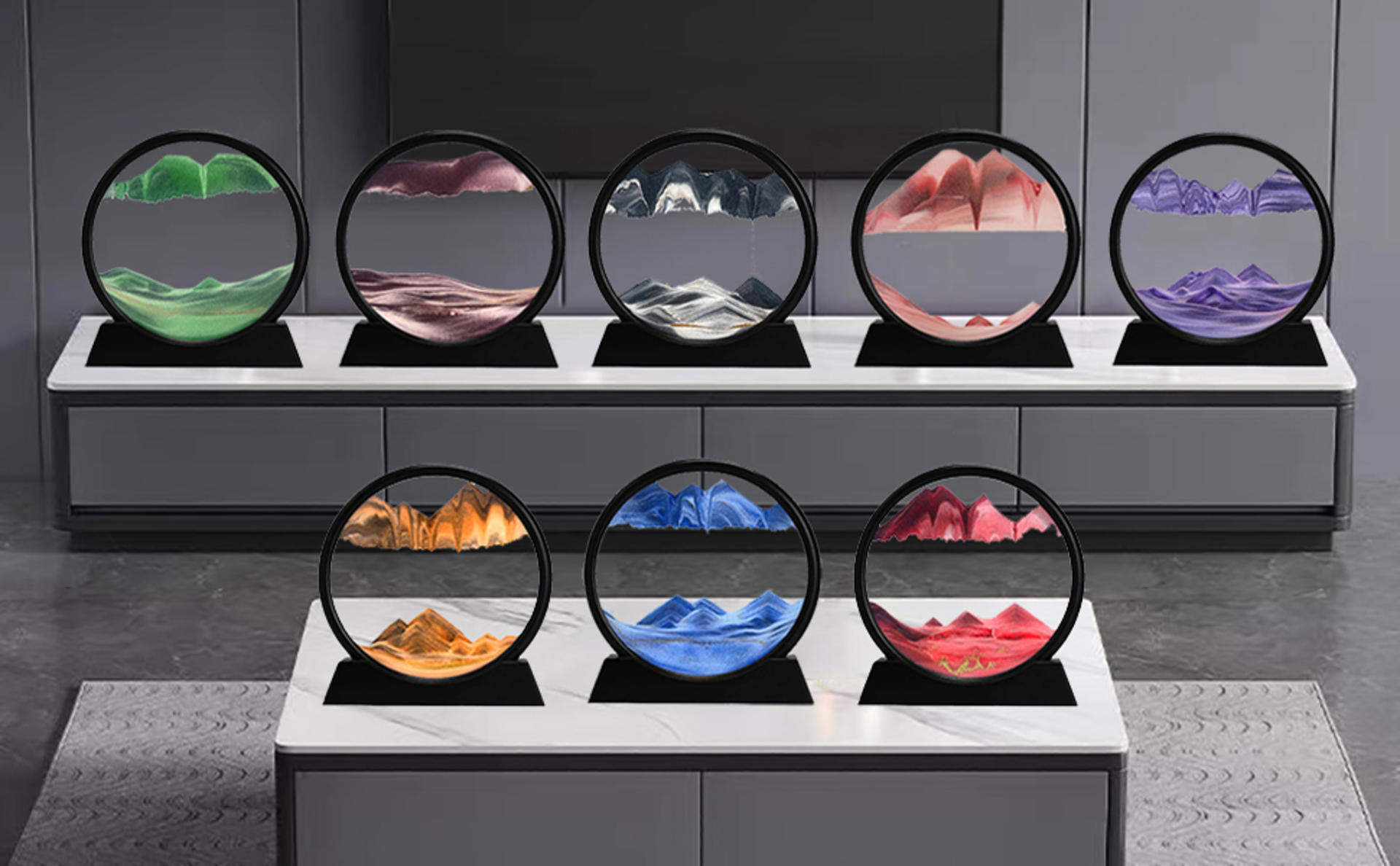 3D Dynamic Moving Sand Art Picture, Round Glass Deep Sea Sandscape for Home and Office Decor detail 2