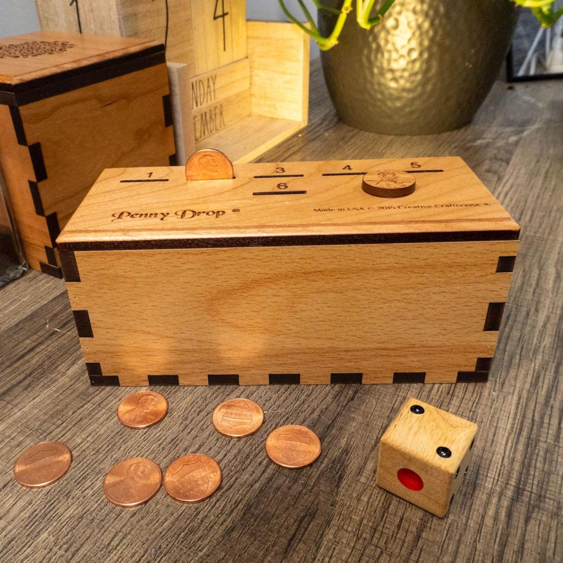 Penny Drop Game Premium Version - Handmade Wooden Dice Game for Family Fun - 8
