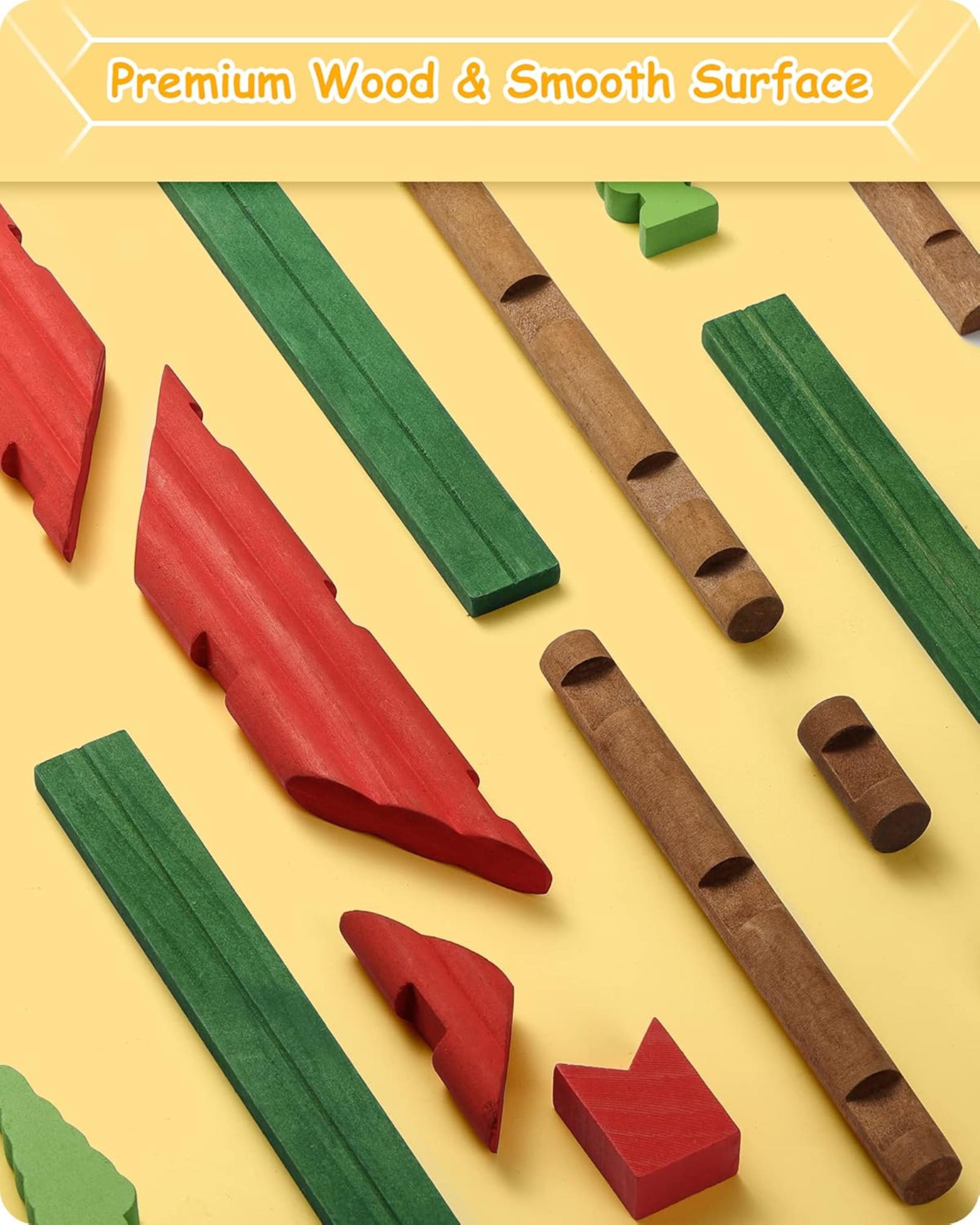 110 PCS Wooden Log Cabin Set Building House Toy for Toddlers, Classic STEM Construction Kit - 5