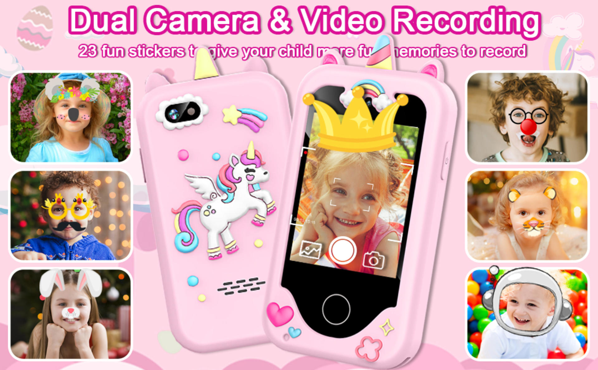 Kids Smart Phone with Dual Camera, 2.8" Touchscreen Learning Toy for Girls and Boys Age 3-10 detail 4
