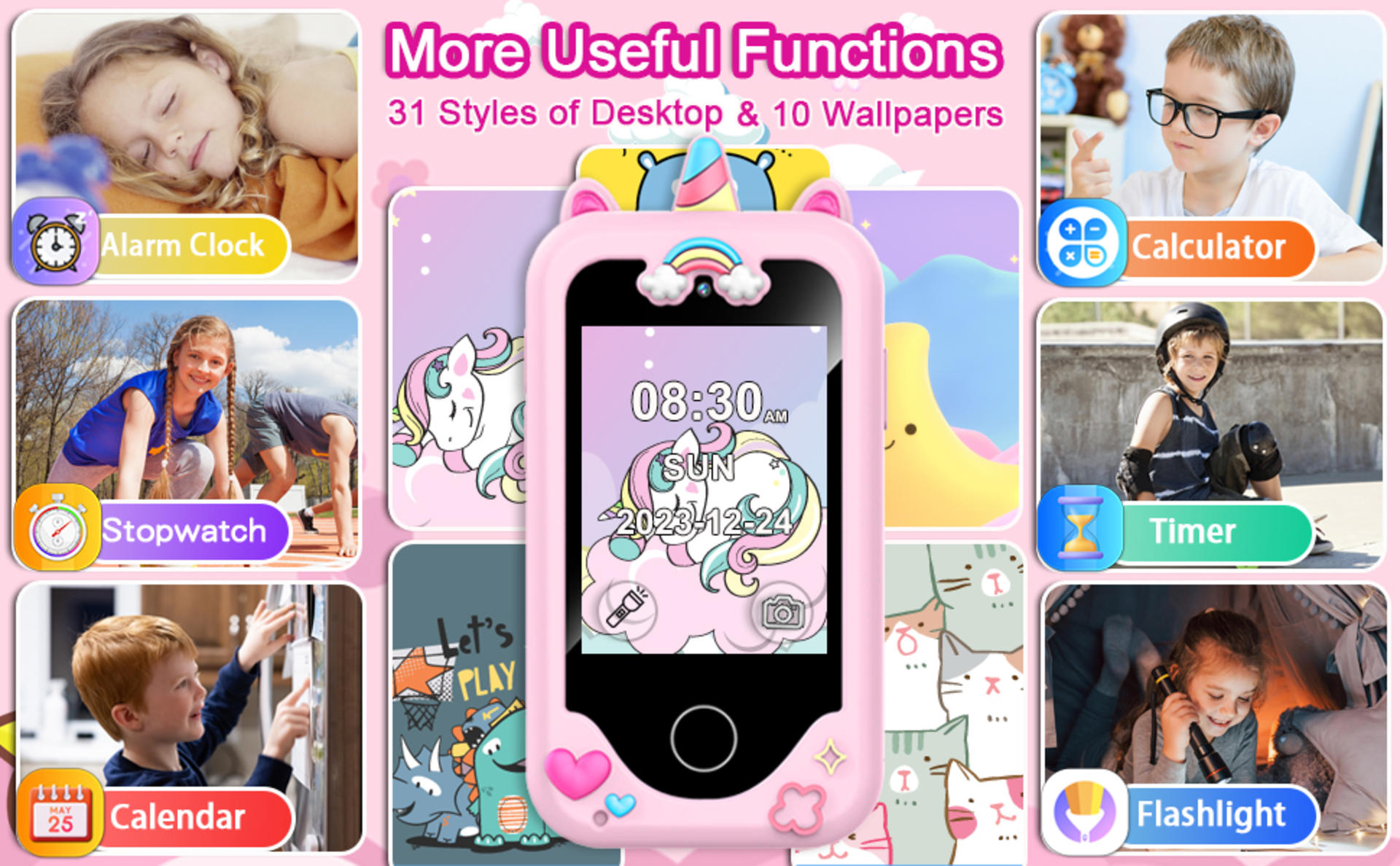 Kids Smart Phone with Dual Camera, 2.8" Touchscreen Learning Toy for Girls and Boys Age 3-10 detail 7