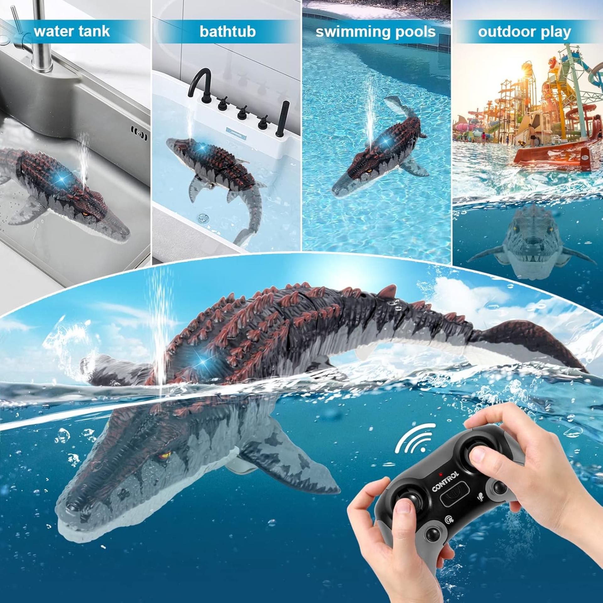 Remote Control Mosasaurus Water Toy with Spray and Lights for Pools and Lakes - 2