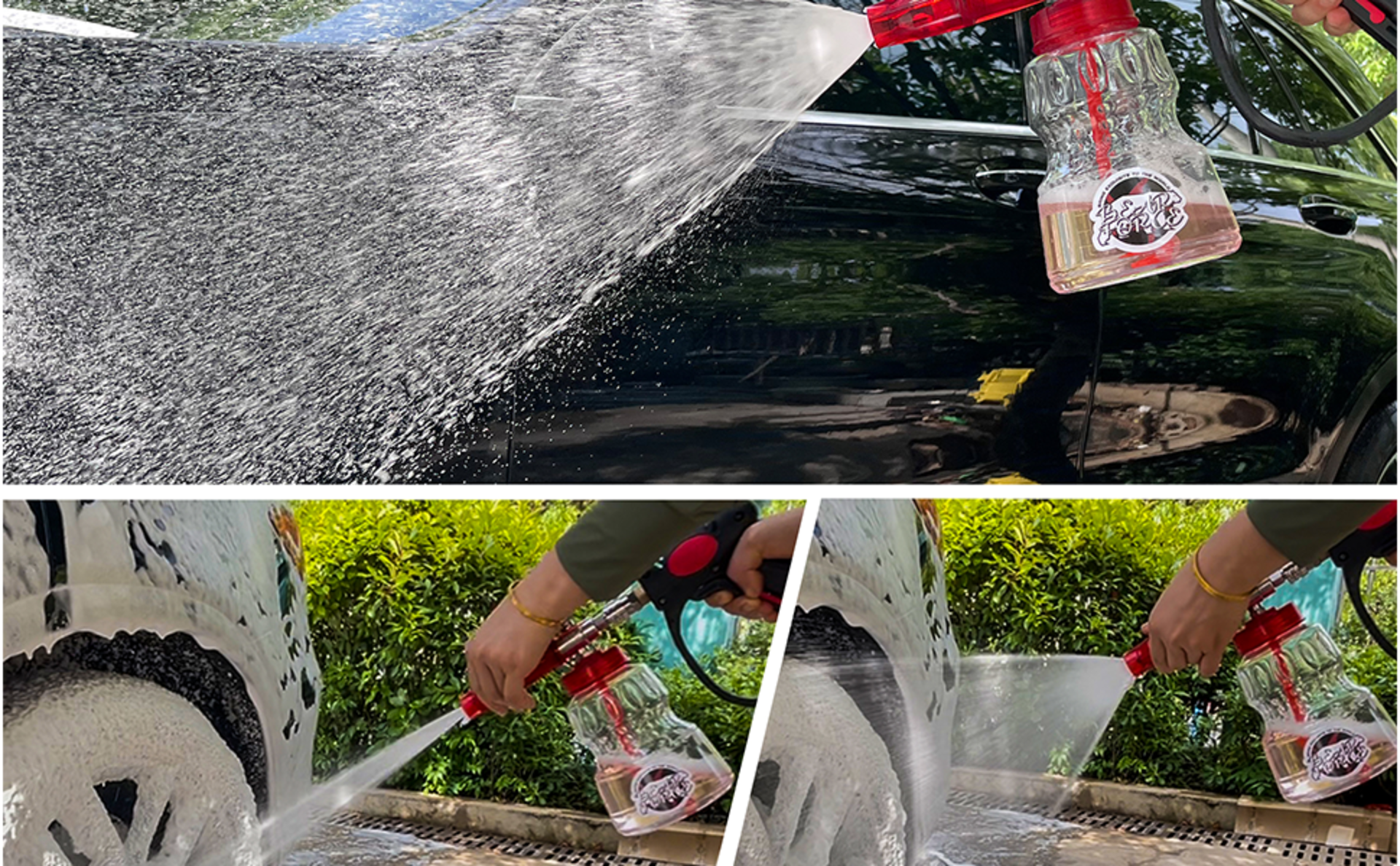 Pressure Washer Short Spray Gun with Foam Cannon, M22-14mm & 3/8'' Swivel, 5 Nozzle Tips detail 3