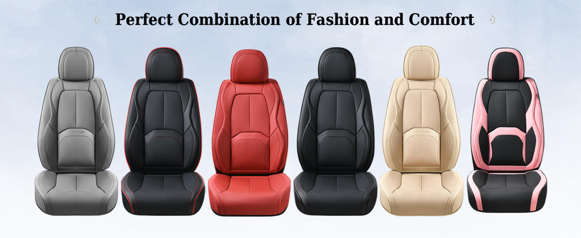 Nappa Leather Car Seat Covers Front Seats, Waterproof Universal Fit with Lumbar Support (Black & Pink) detail 11