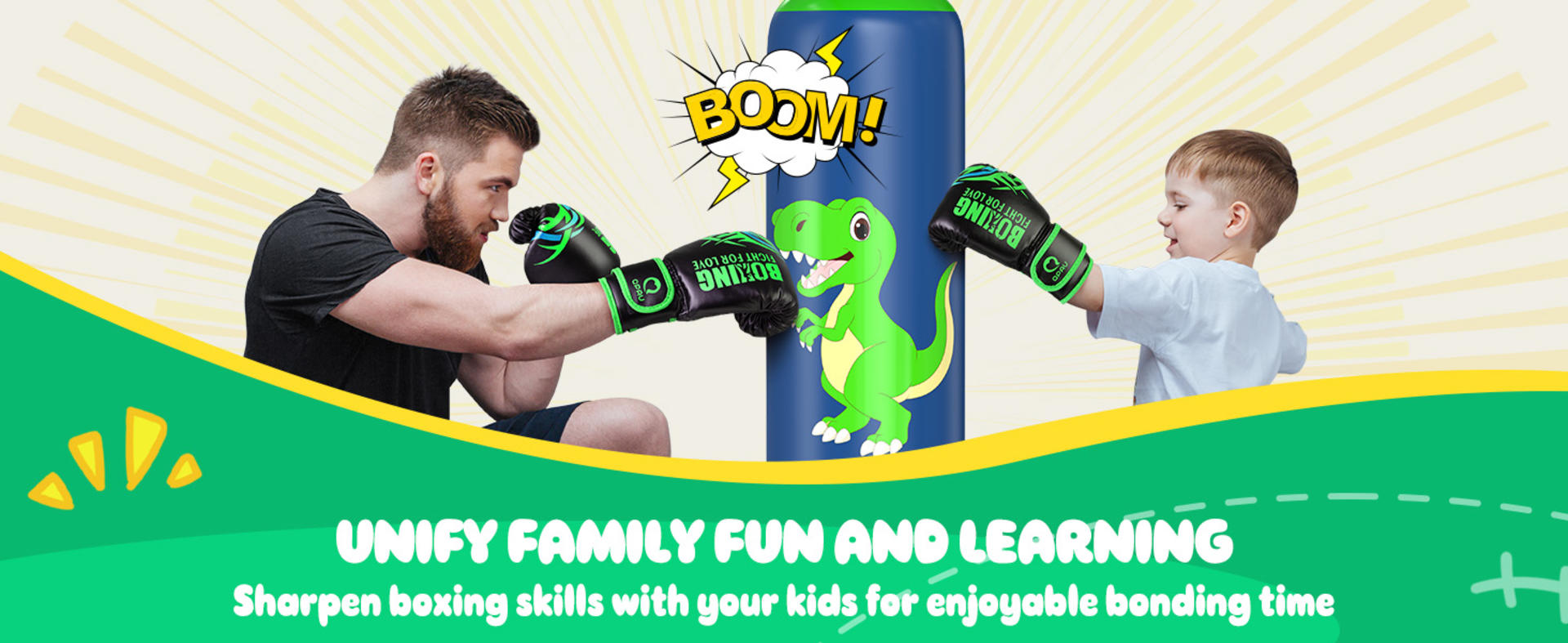 48 Inch Inflatable Dinosaur Punching Bag for Kids Ages 3-6, Stable Boxing Set for Karate and Taekwondo detail 10