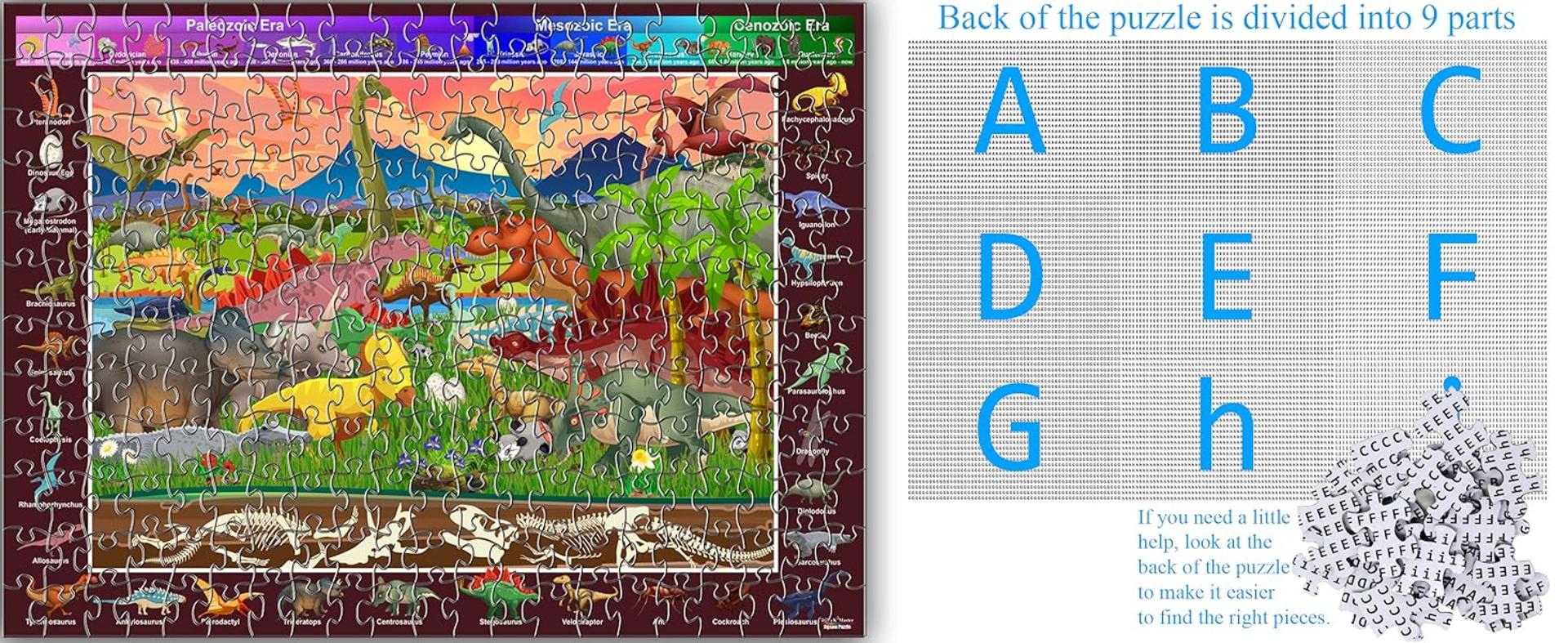 Colorful Dinosaurs 250 Pieces Jigsaw Puzzle for Kids and Adults, 14.2” X 19.3” detail 3