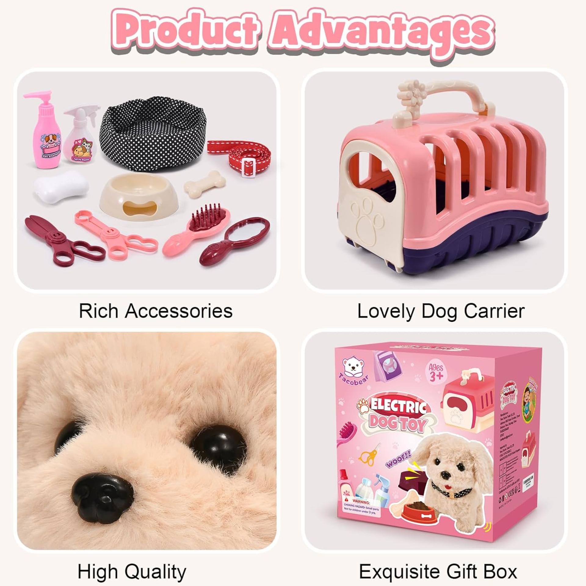 13Pcs Electronic Interactive Stuffed Dog Plush Toy Set with Carrier and Pet Care Accessories - 5