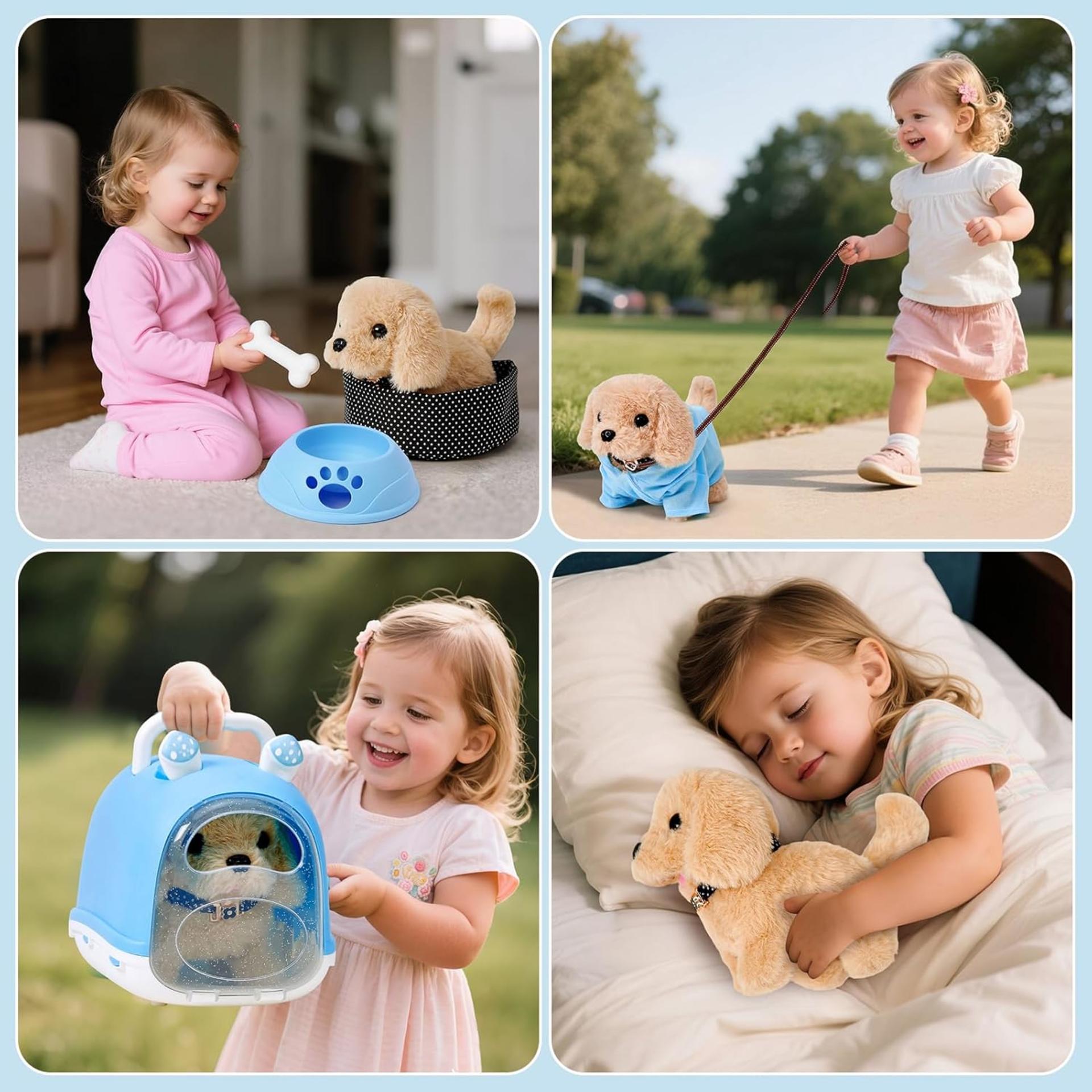 14pcs Robot Dog Toy Set for Kids, Interactive Electronic Plush Puppy with Carrier & Vet Accessories - 7